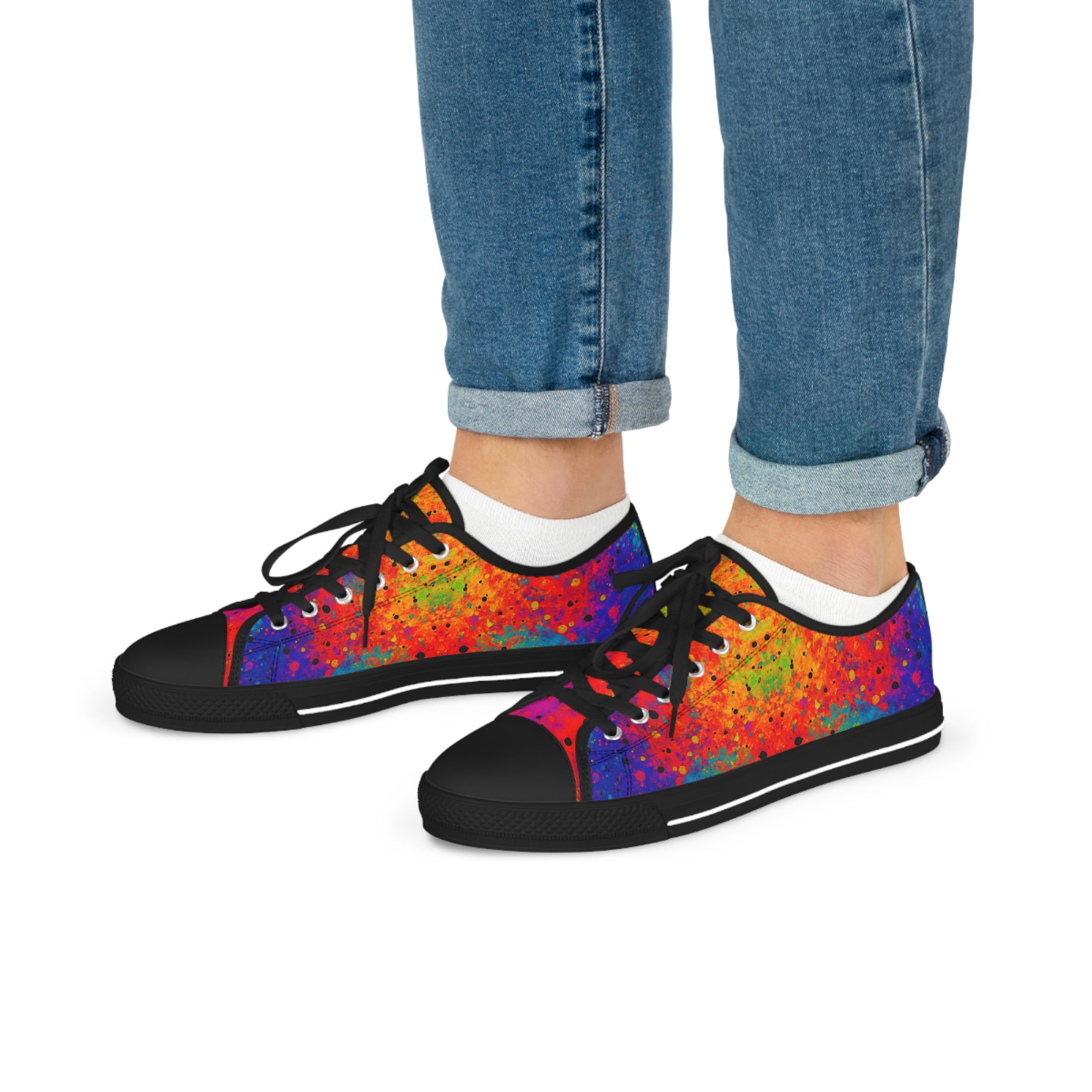 “SPECTRUMSTRIKE V1” Unisex Low Top Sneakers – Rainbow Graffiti Streetwear Edition, Men & Women