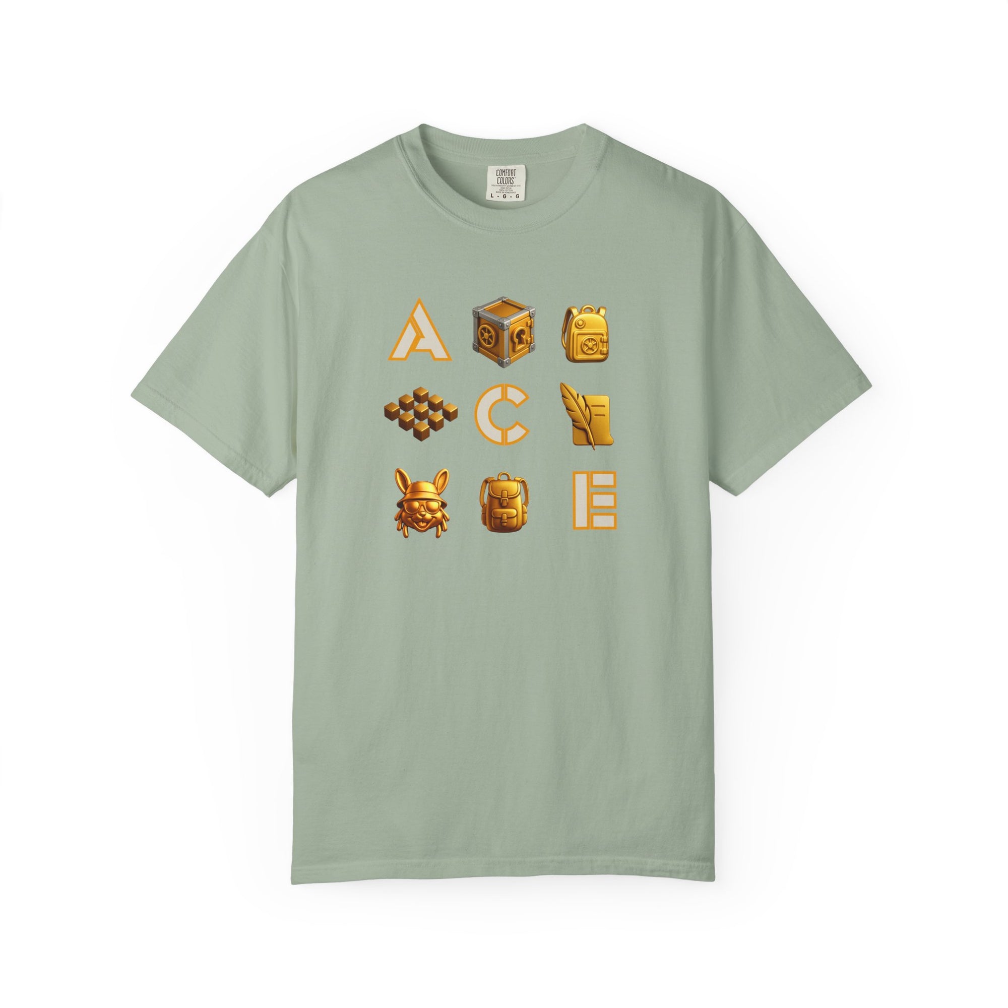 ACE Icon Tee – Golden Vault Game Symbols, Retro Gamer Puzzle Graphic T Shirt