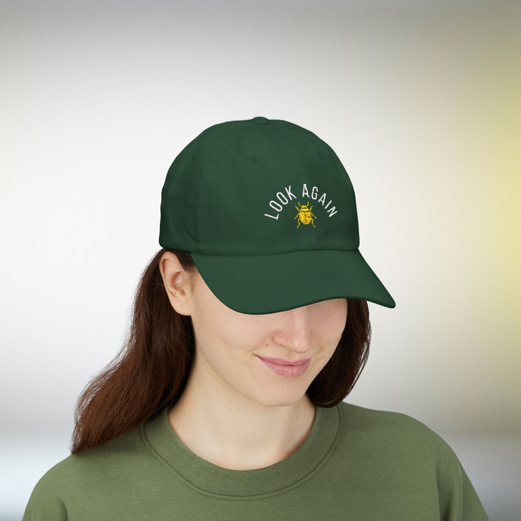 Look Again Embroidered Cap | Minimal Beetle Dad Hat, Premium Unisex Embroidery, Subtle Streetwear Hat