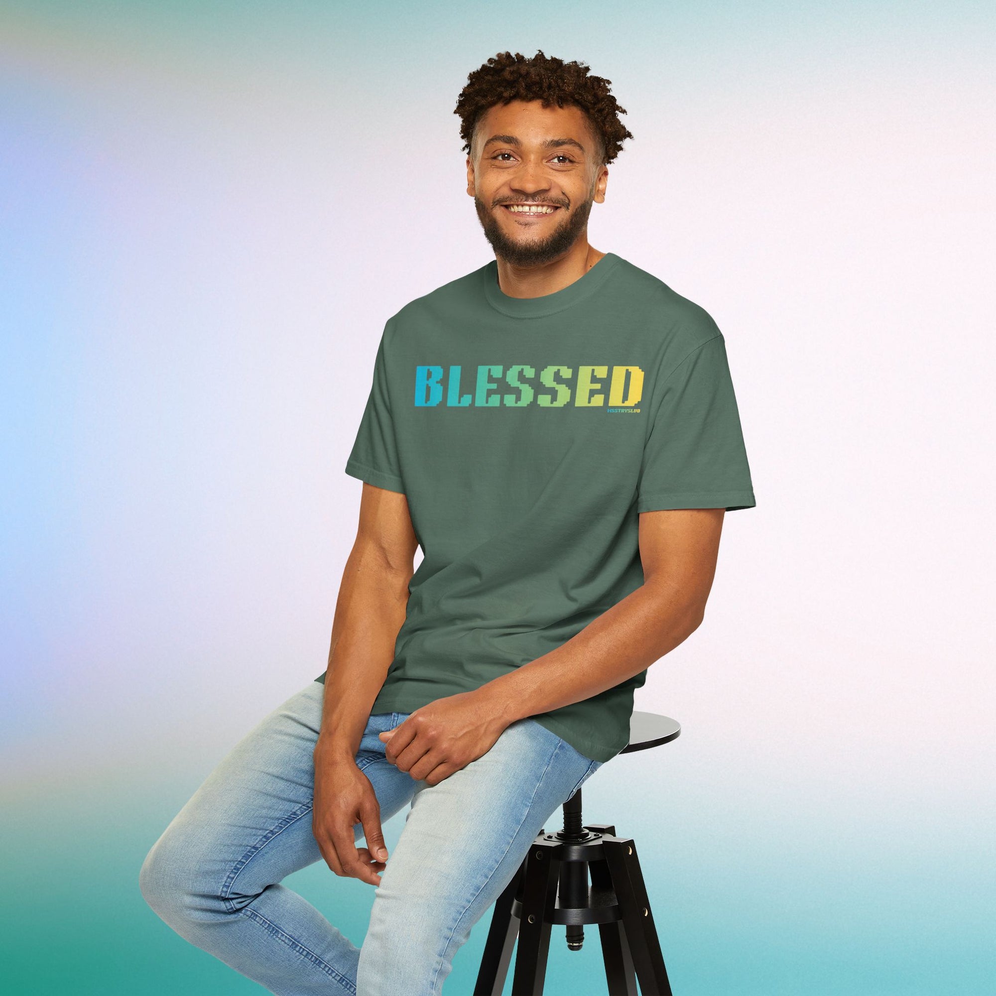 BLESSED Graphic T Shirt Aesthetic Streetwear Tee, Unisex Minimal Typography Shirt, Grateful Pastel Fashion Top