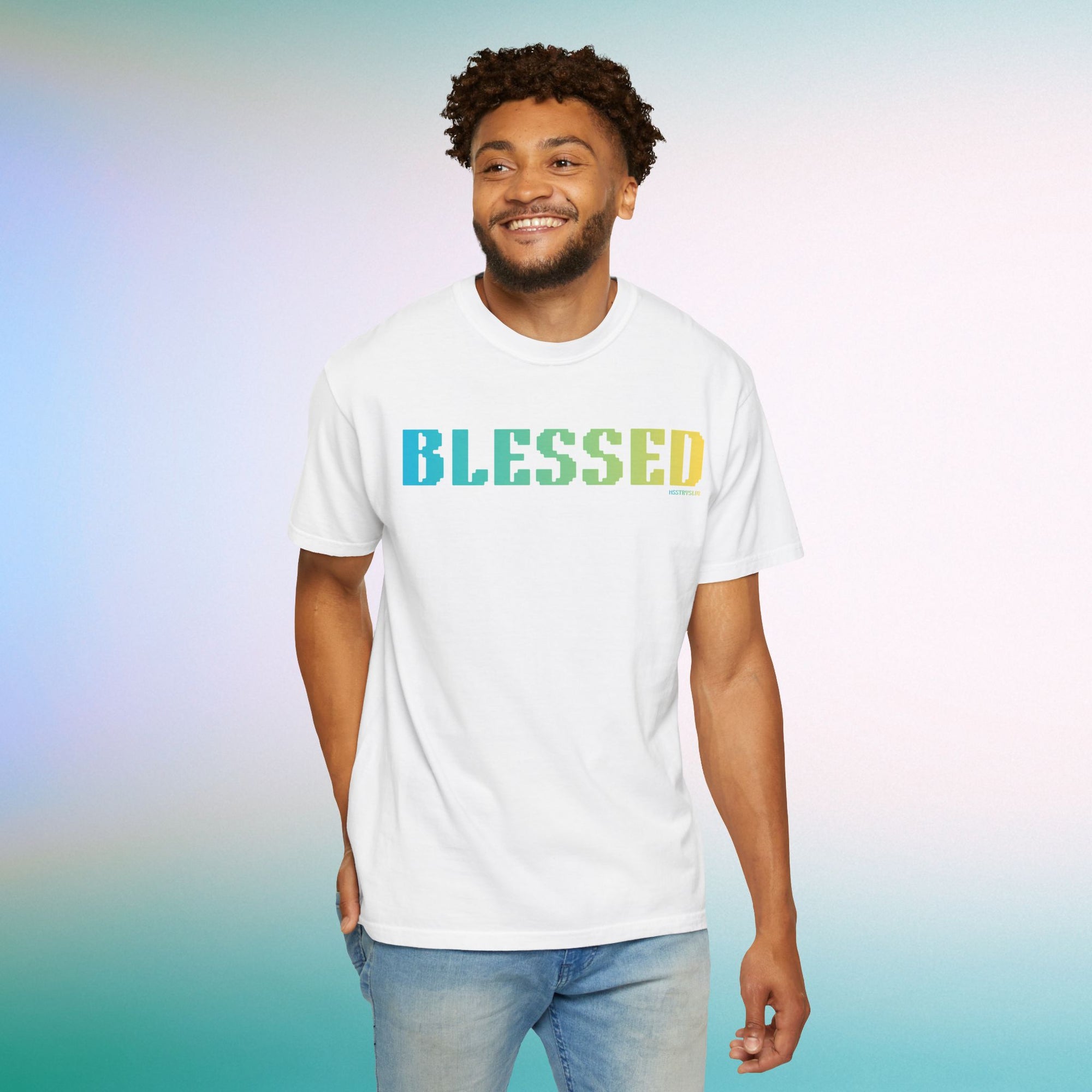 BLESSED Graphic T Shirt Aesthetic Streetwear Tee, Unisex Minimal Typography Shirt, Grateful Pastel Fashion Top