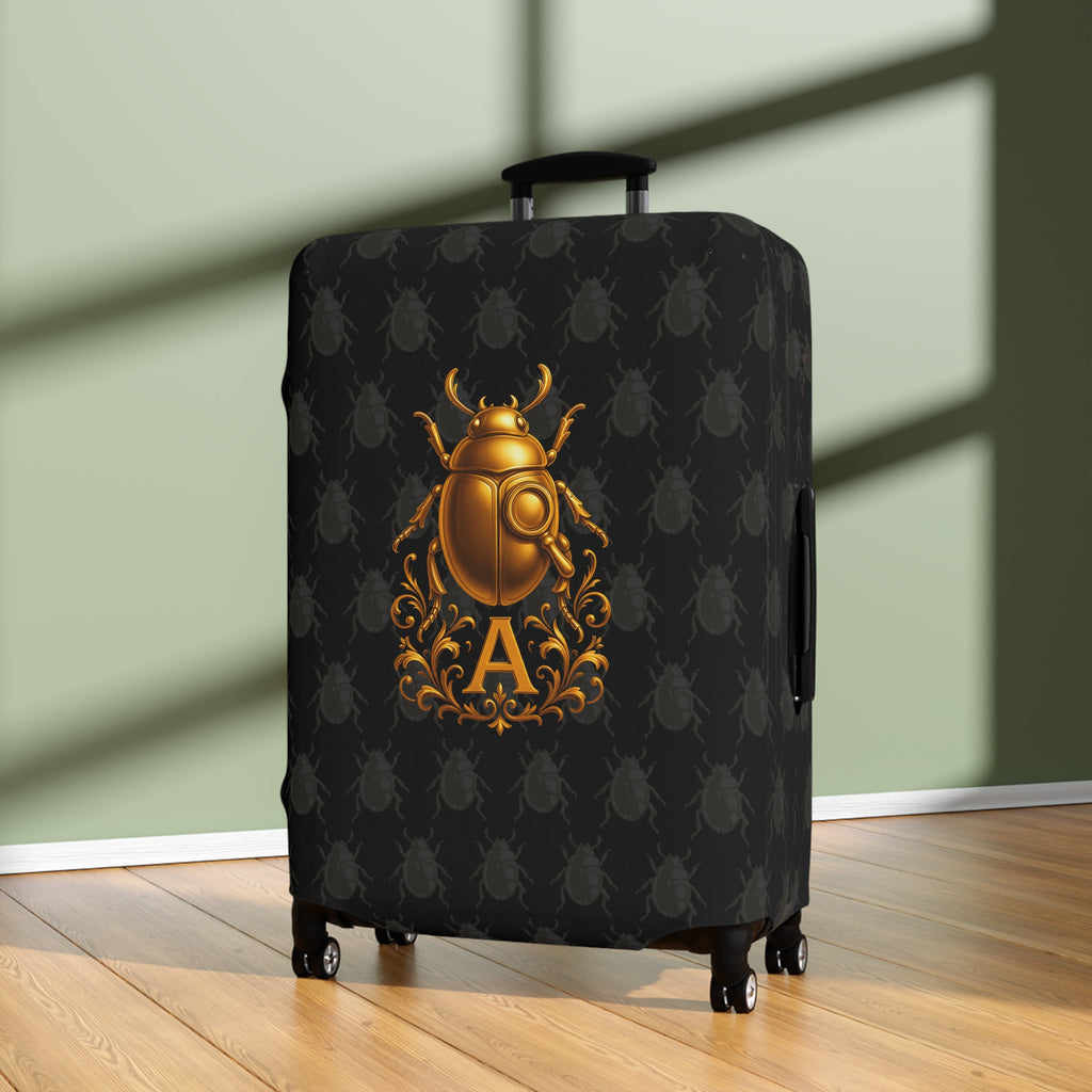 Golden Beetle Initial 'A' Luggage Cover Travel Suitcase Mid-Century Vintage Style