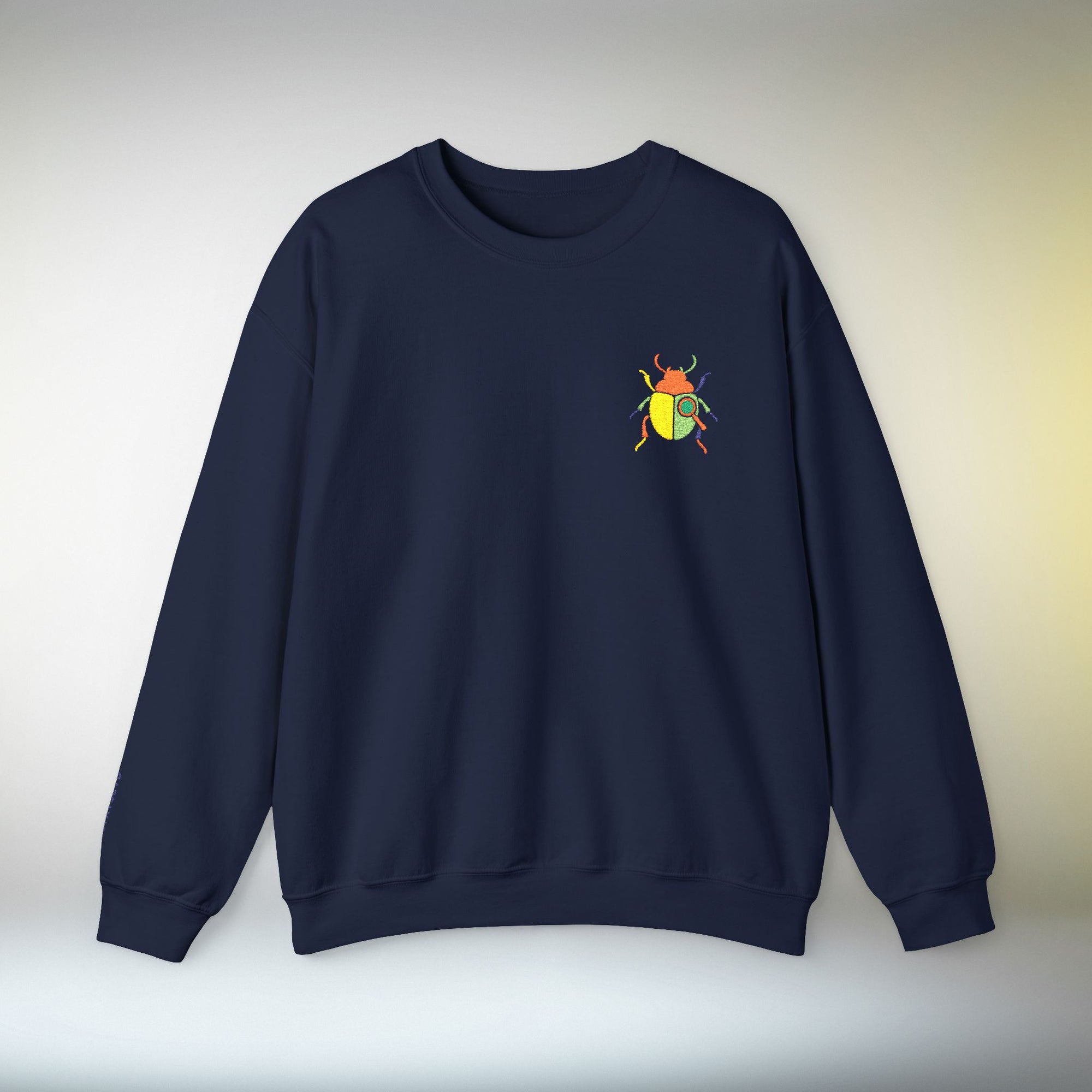 Embroidered Beetle Sweatshirt | Minimal Mystery Insect Design | Unisex Long Sleeve Crewneck | Mid Century Inspired Aesthetic Streetwear