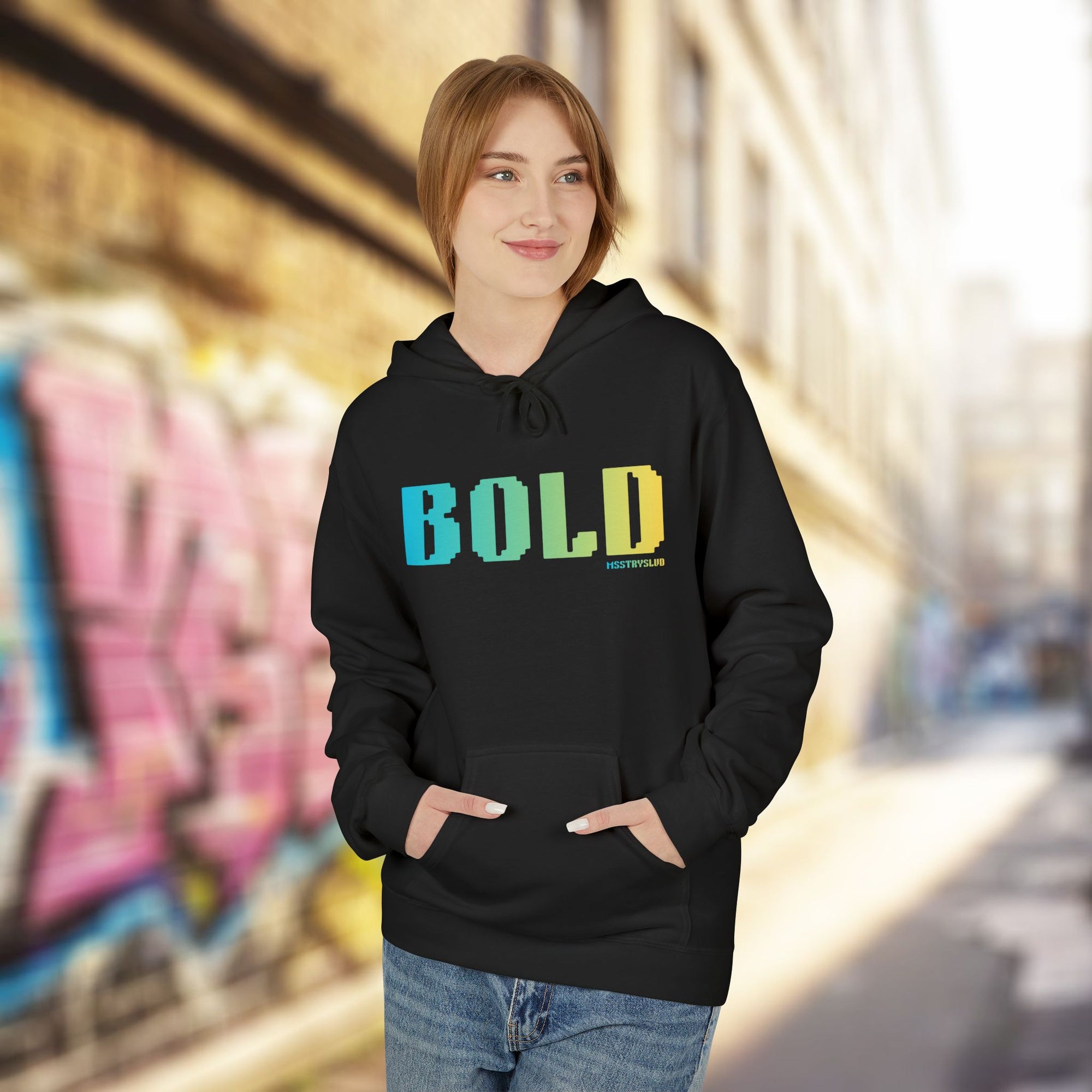 Bold Big Quote Hoodie | Bold Colorful Print Retro Graphic Pullover