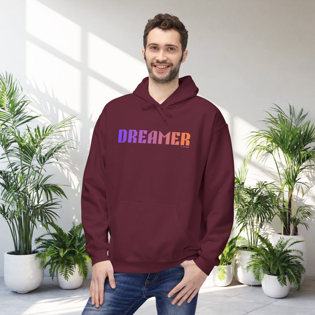 Dreamer Bold Text Big Quote Hoodie | Bold Colorful Print Retro Graphic Pullover