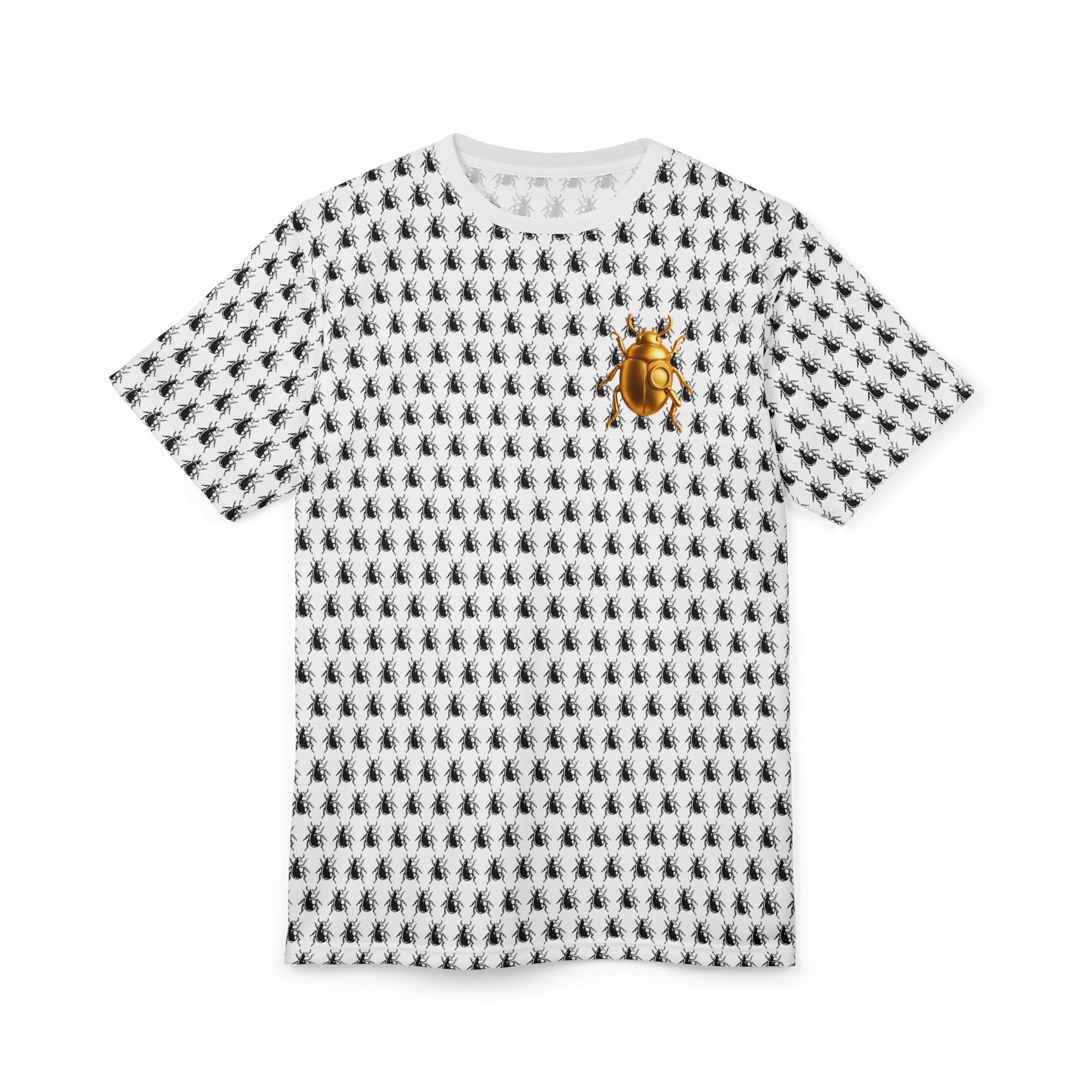 One Bug to Rule Them All – Golden Beetle Bold Full Graphic Pattern T Shirt, Streetwear Unisex Cut & Sew Tee