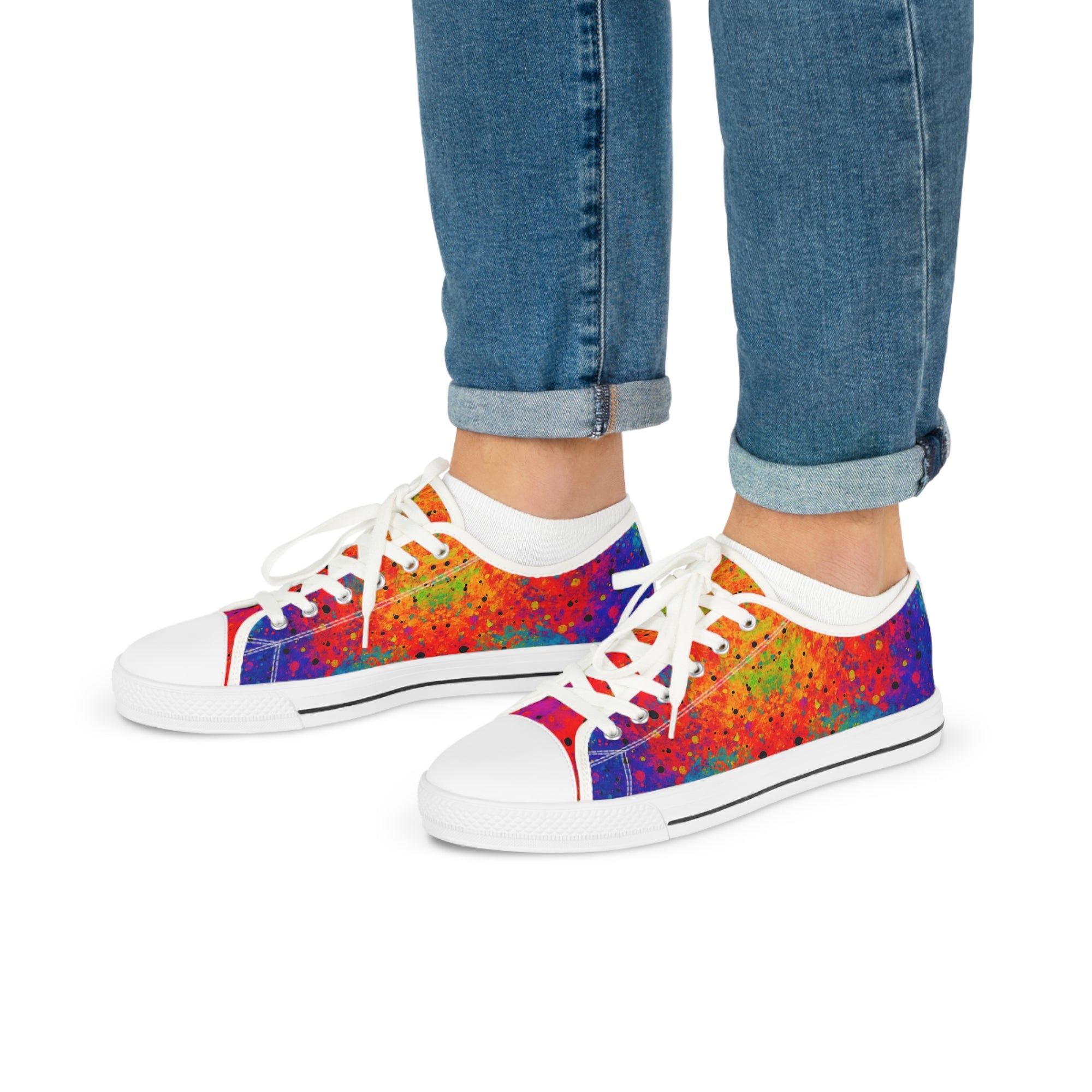 “SPECTRUMSTRIKE V1” Unisex Low Top Sneakers – Rainbow Graffiti Streetwear Edition, Men & Women