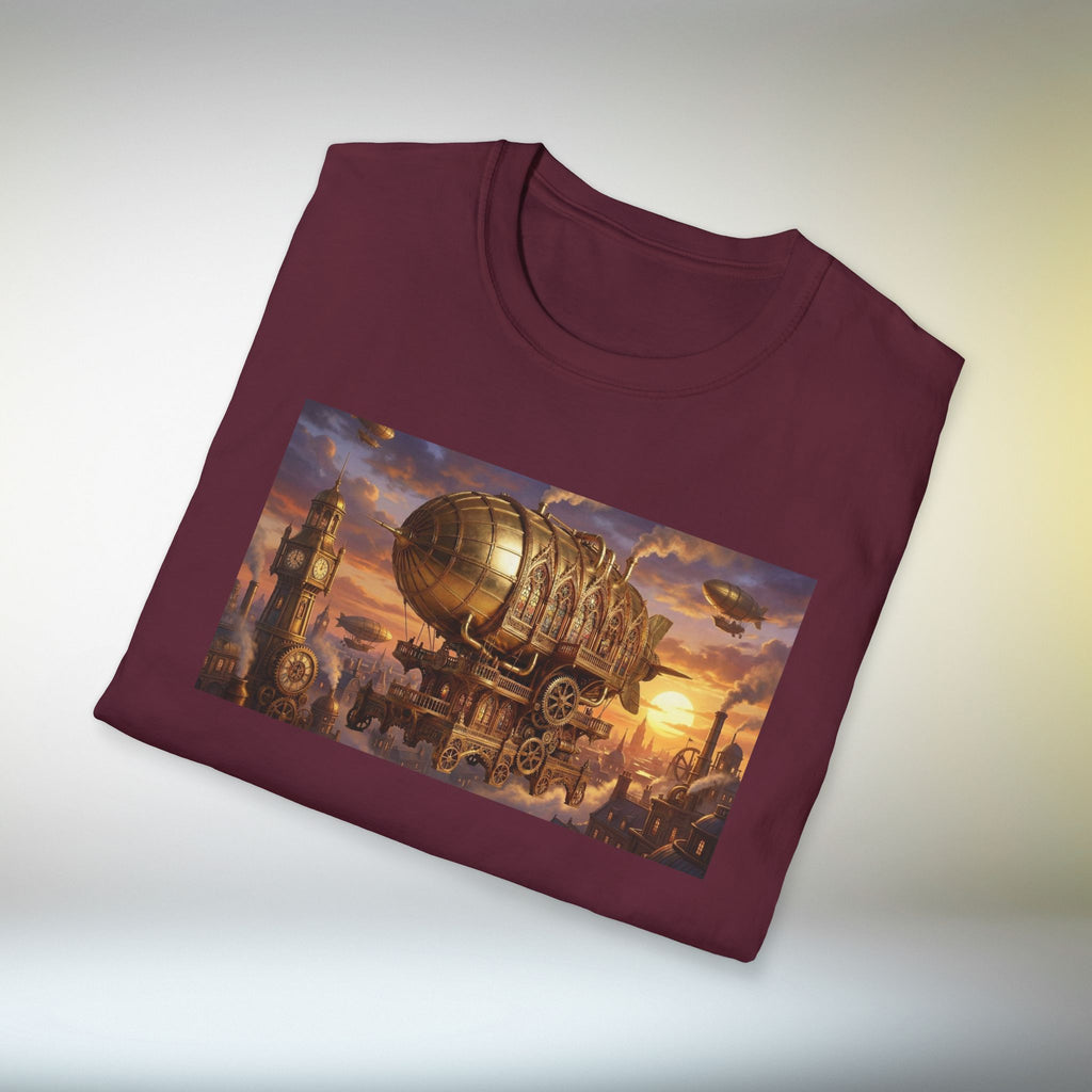 Steampunk Airship T-Shirt | Fantasy Vintage Flying Machine Graphic Tee Retro