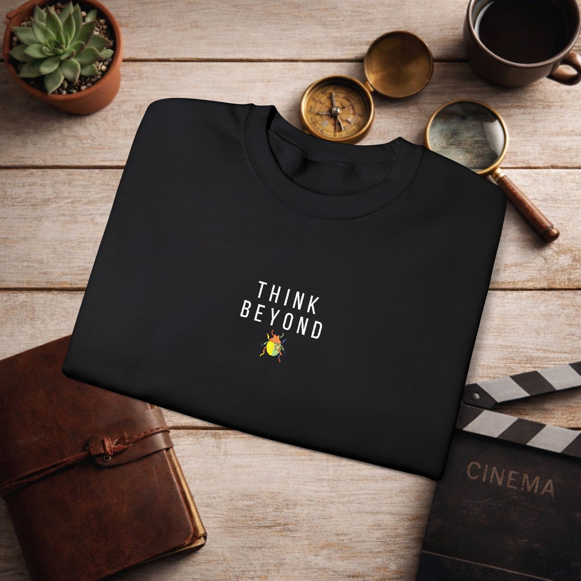 Think Beyond Embroidered Sweatshirt | Minimal Motivational Crewneck, Premium Unisex Embroidery, Thoughtful Streetwear