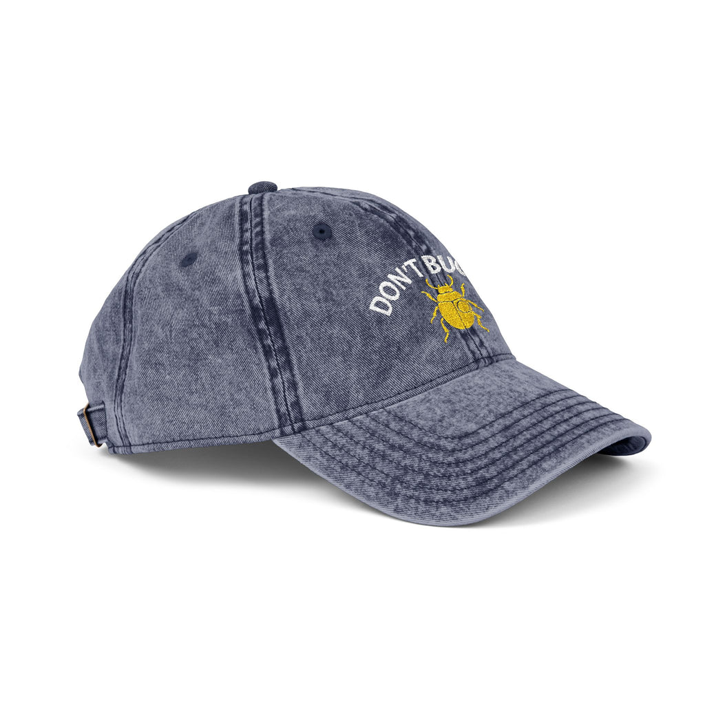 Vintage Cap with Gold Beetle Embroidery | Cool Streetwear Embroidered Cap | Funny Beetle Hat | Sarcastic Dad Cap Minimal Streetwear