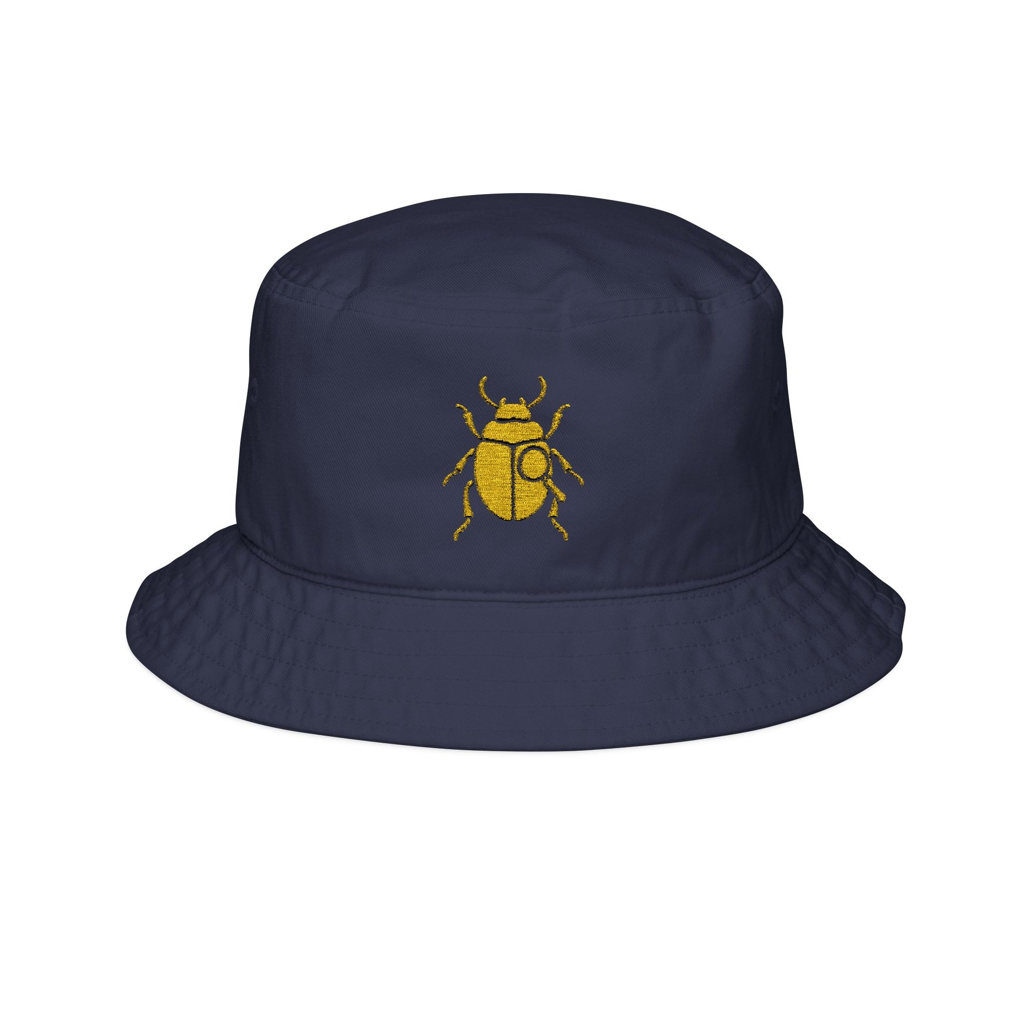 CLASSIC Bucket Hat with Gold Beetle Embroidery | Elegant Retro Bug Design | Cool Streetwear Golden Insect Aesthetic Hat