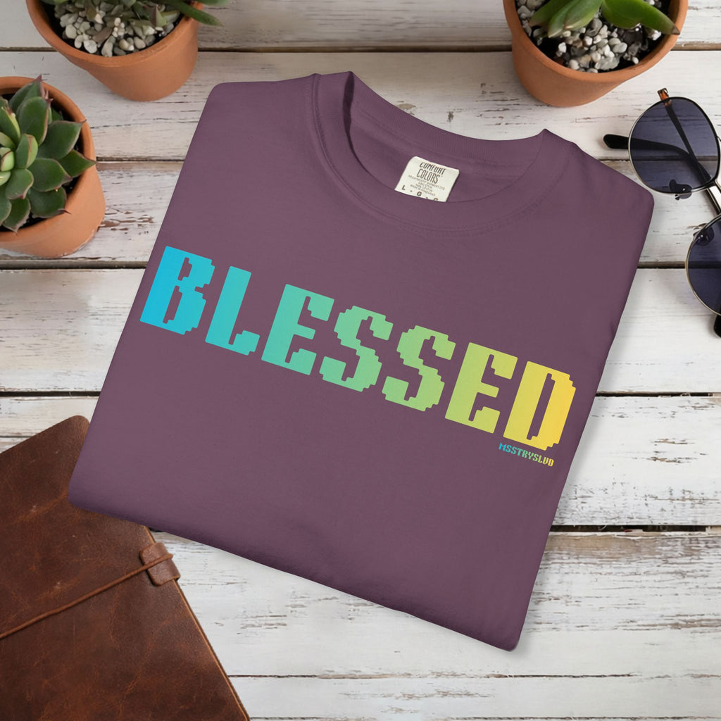 BLESSED Graphic T Shirt Aesthetic Streetwear Tee, Unisex Minimal Typography Shirt, Grateful Pastel Fashion Top
