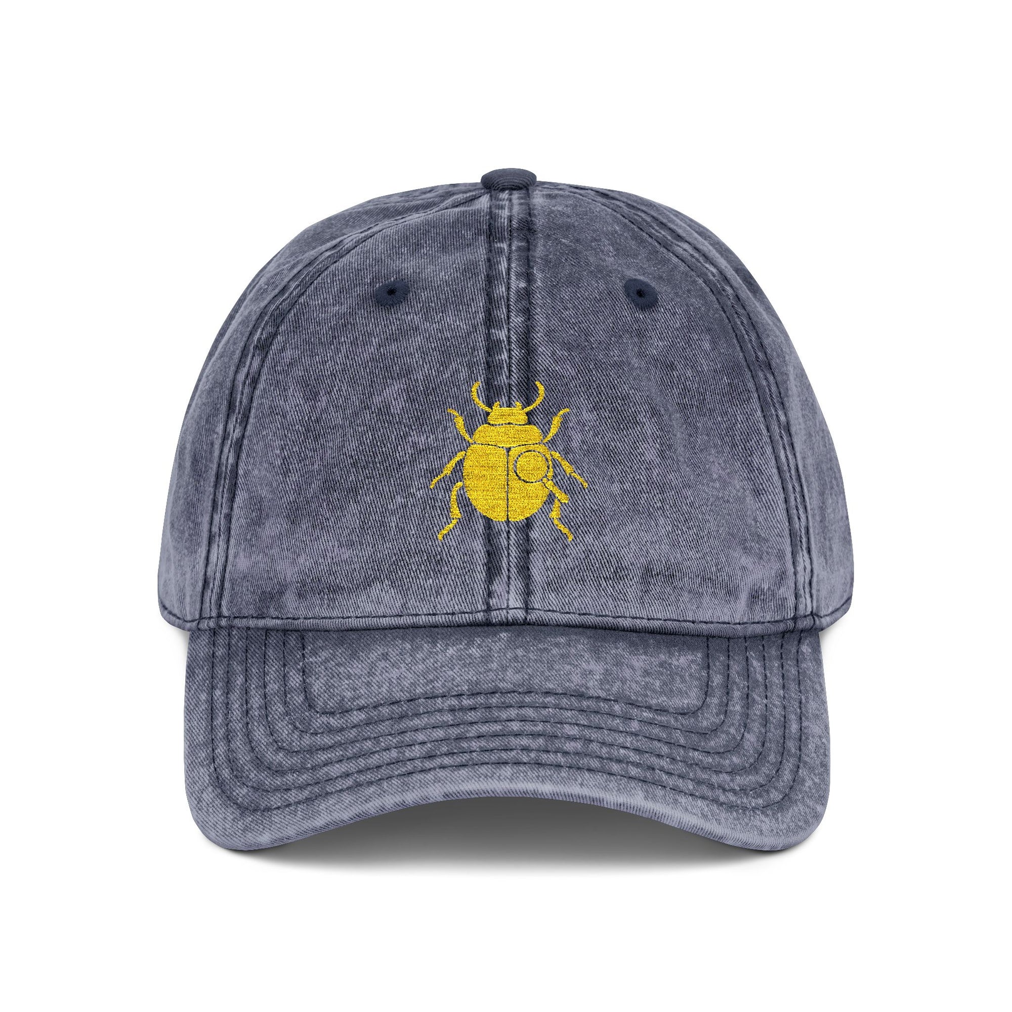 Vintage Cap with Gold Beetle Embroidery – Retro Bug Design, Cool Streetwear Golden Insect Aesthetic Cap