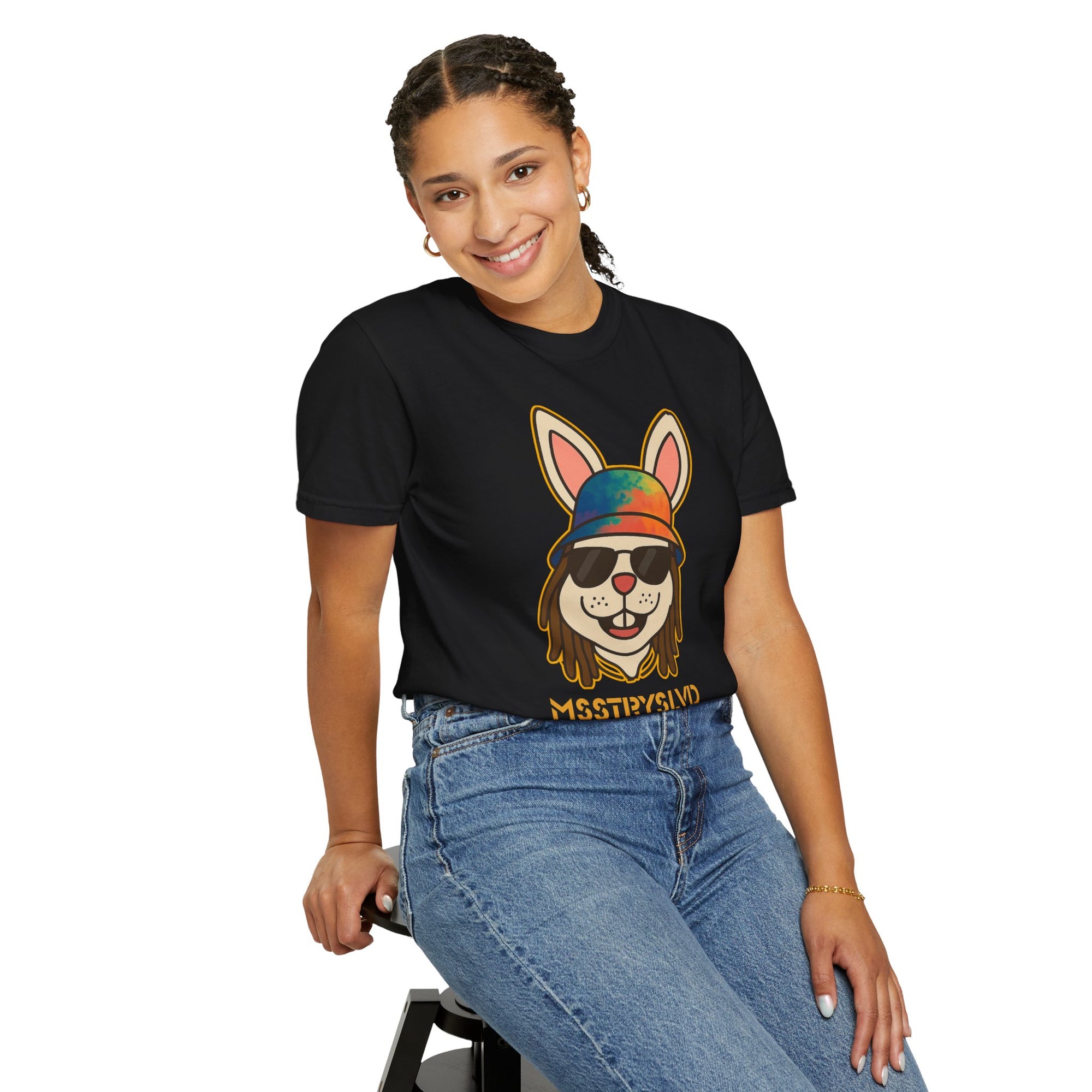 “RABBIT VIBES V1” Graphic T-Shirt – Streetwear Bunny Dark Tee For Men & Women