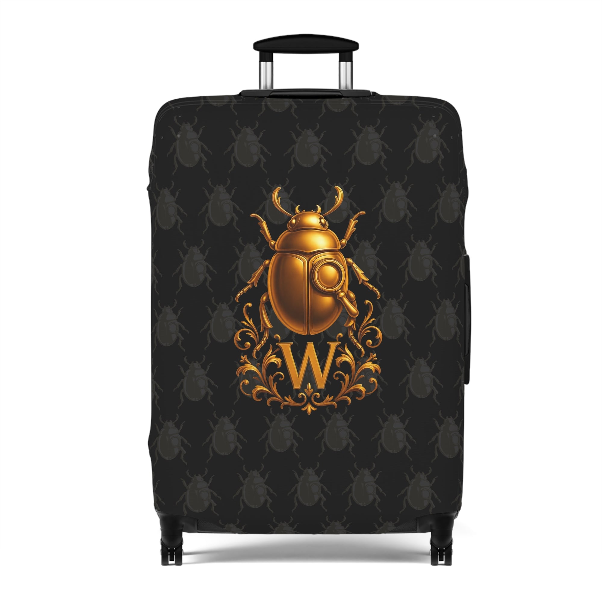 Golden Beetle Initial 'W' Luggage Cover Travel Suitcase Mid-Century Vintage Style