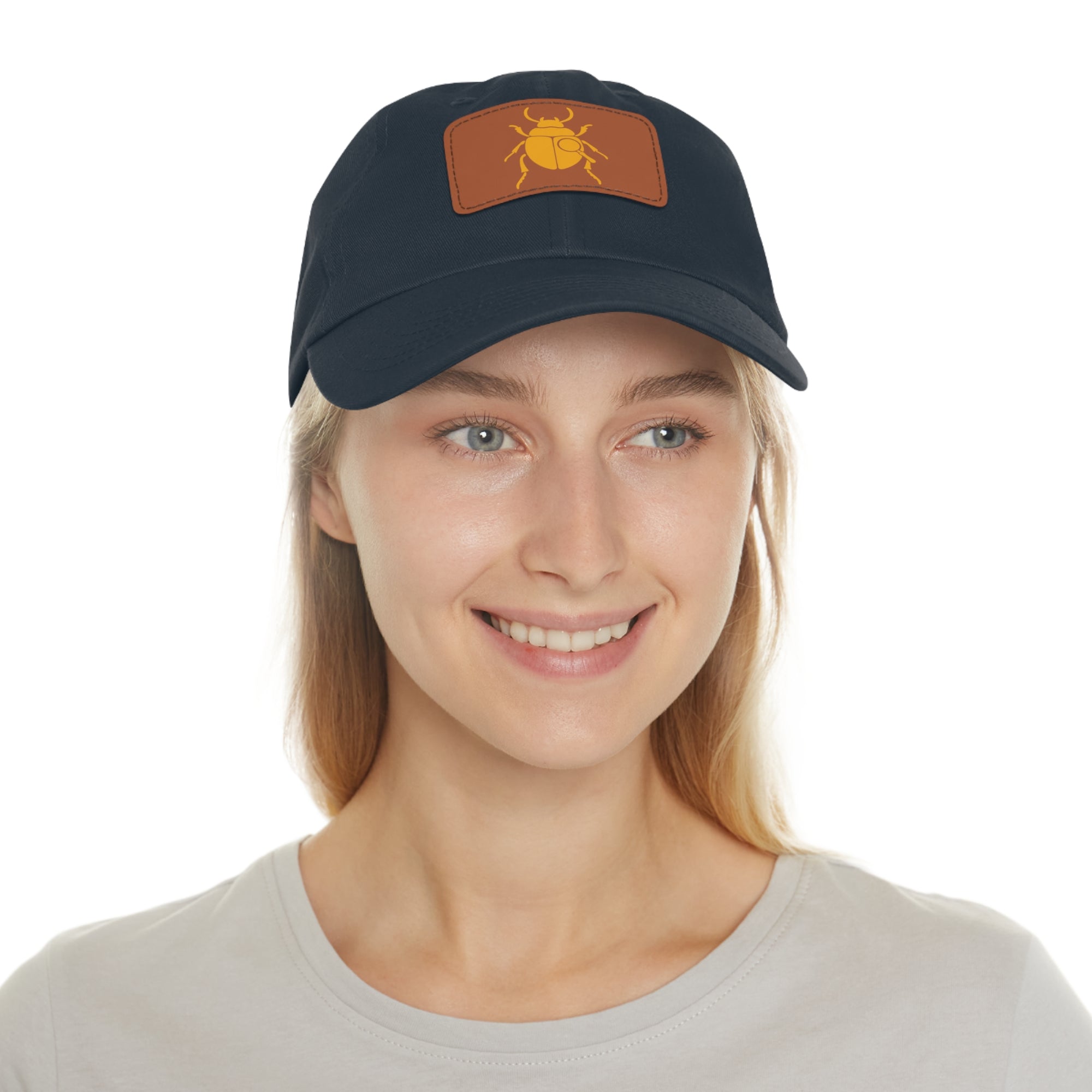 Golden Beetle - Dad Hat with Leather Patch (Rectangle)