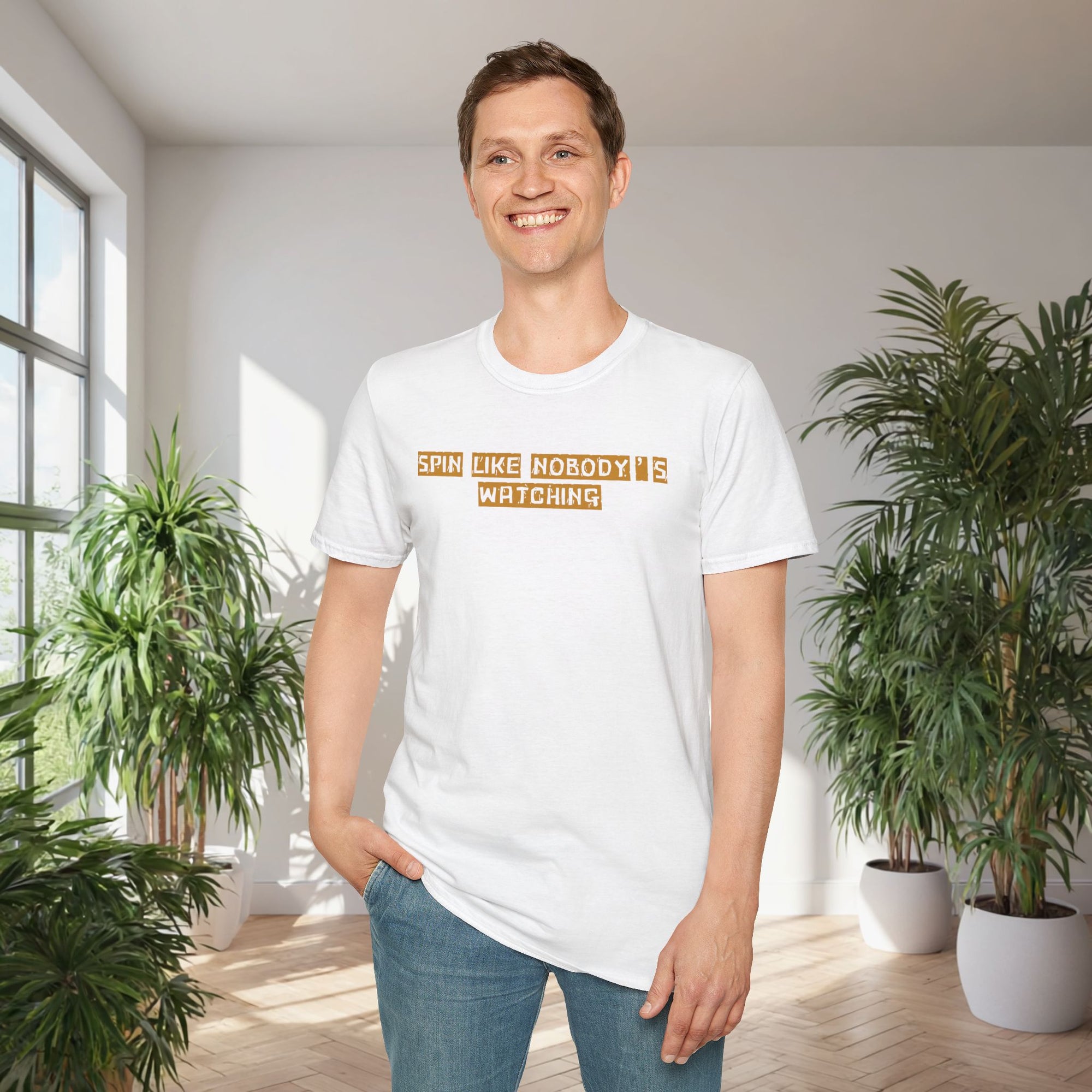 Spin Like Nobody’s Watching T-Shirt – Funny Motivational Tee | Quirky Gift for Free Spirits