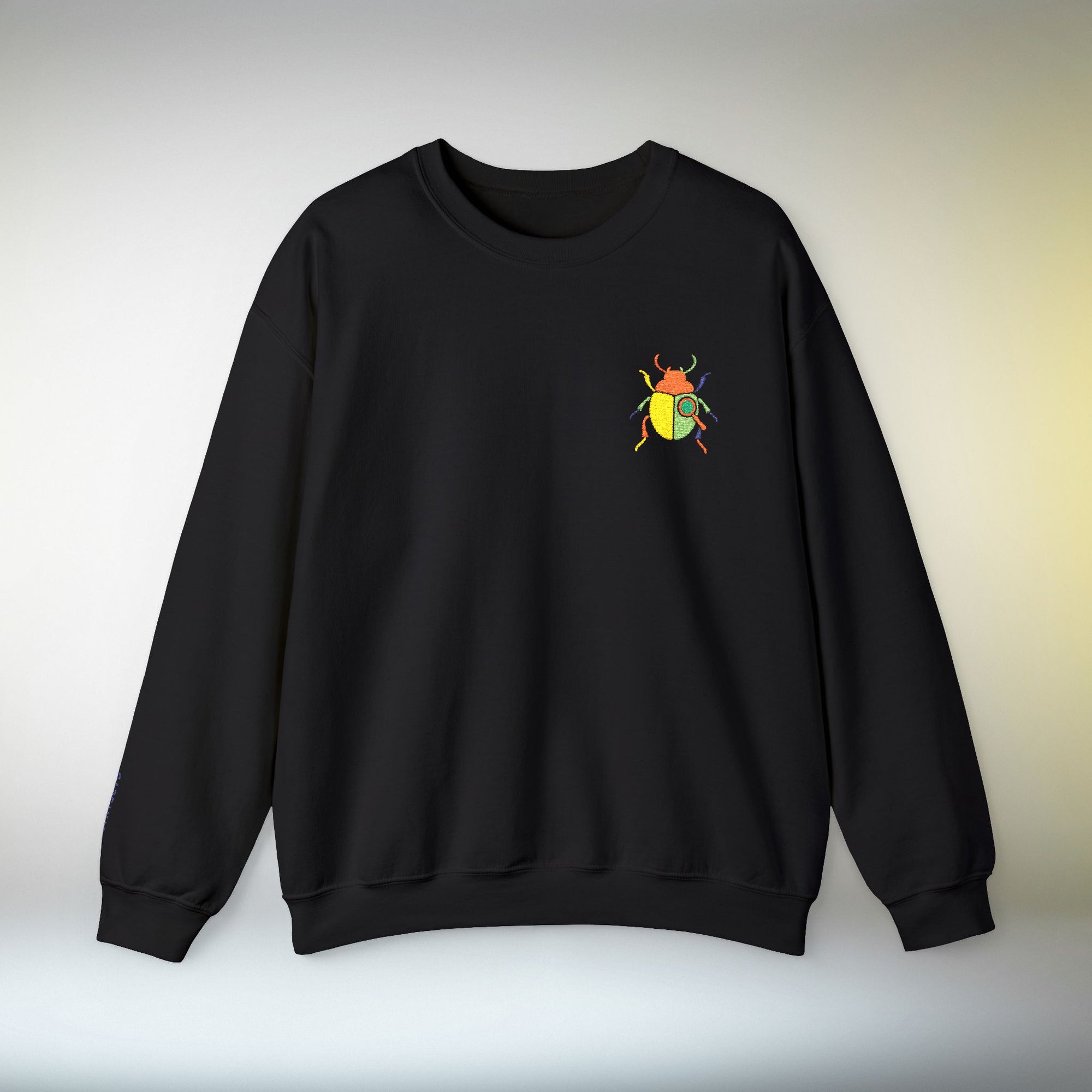Embroidered Beetle Sweatshirt | Minimal Mystery Insect Design | Unisex Long Sleeve Crewneck | Mid Century Inspired Aesthetic Streetwear