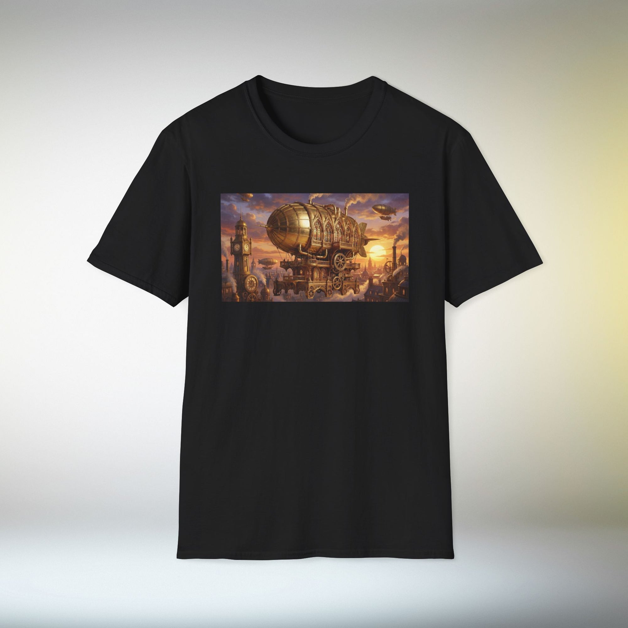 Steampunk Airship T-Shirt | Fantasy Vintage Flying Machine Graphic Tee Retro
