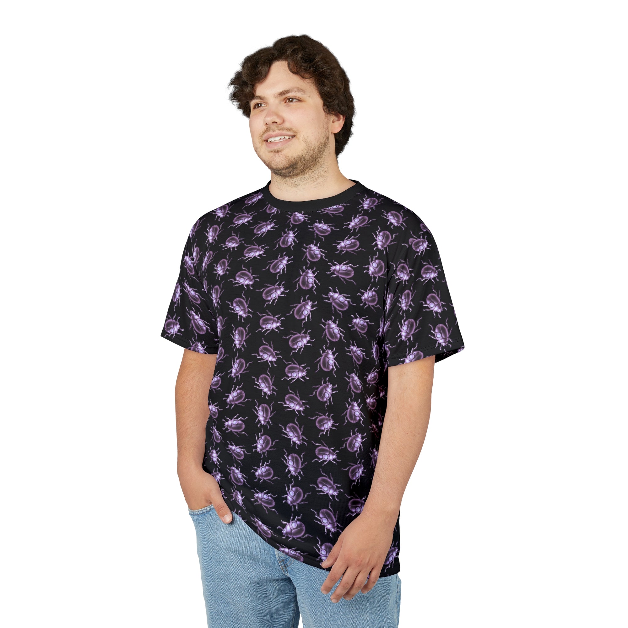 Beetle Neon Purple Color Pop All Over Print T Shirt For Men & Women