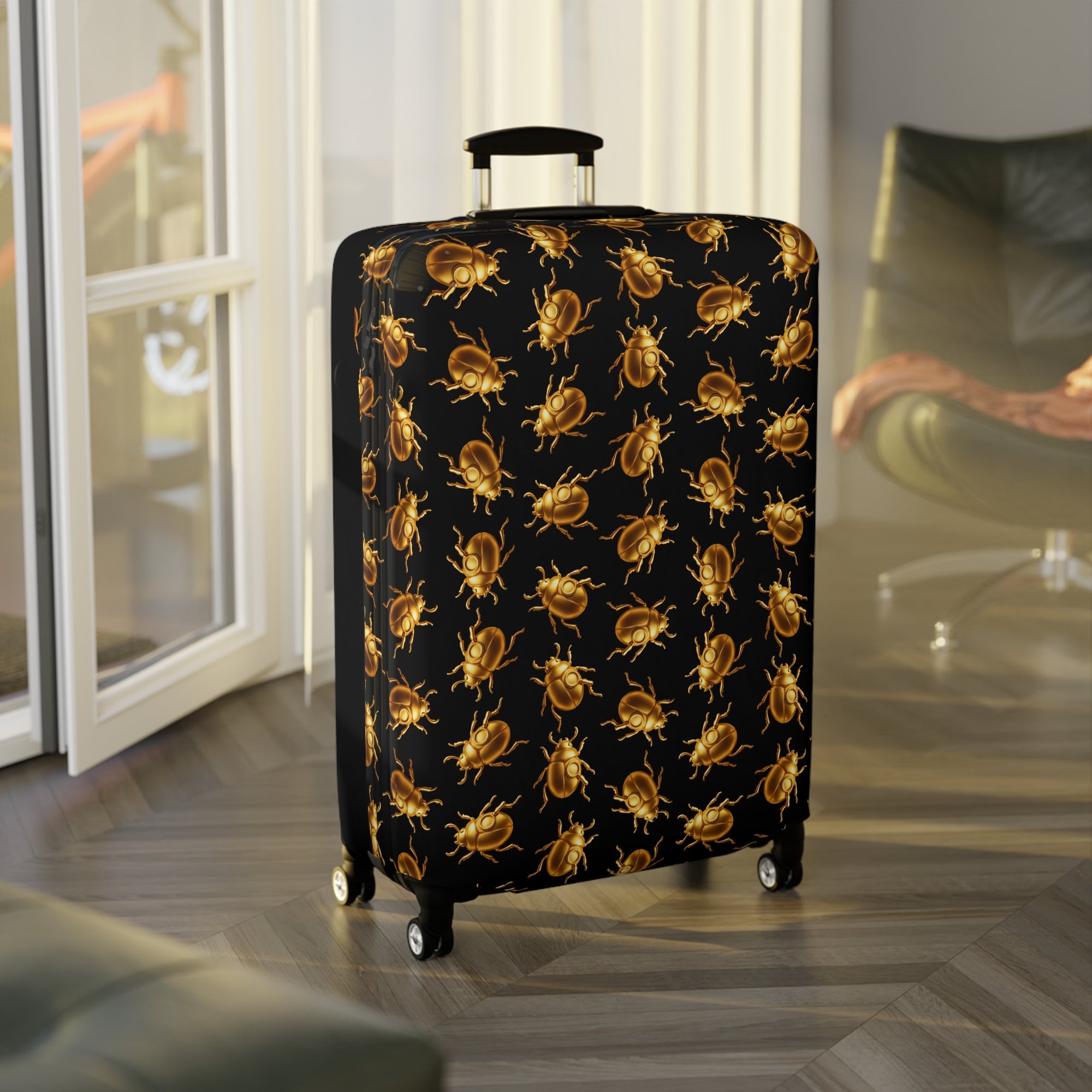 ✈️ "BUGGED AND COVERED" Golden Beetle Luggage Cover