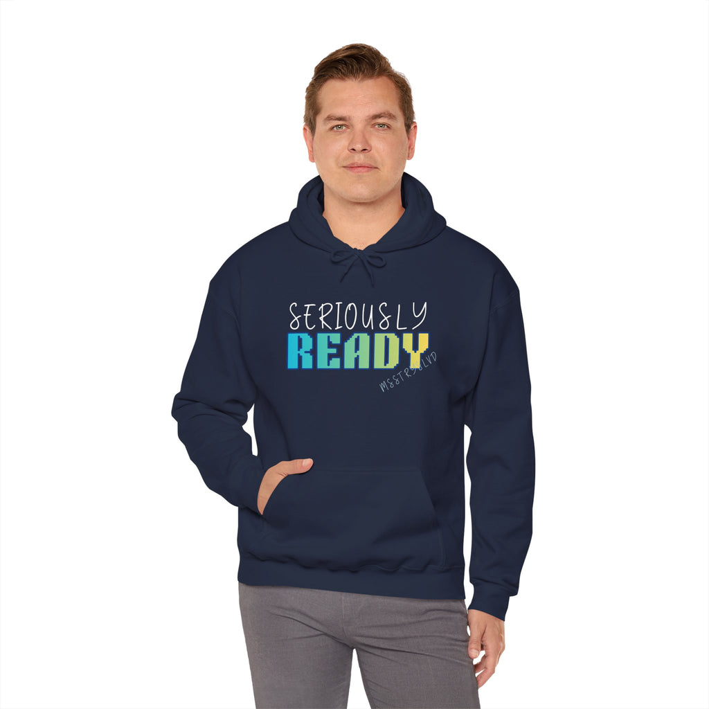 Embroidered Seriously Ready Heavy Blend™ Hooded Sweatshirt Quote Retro Pixel