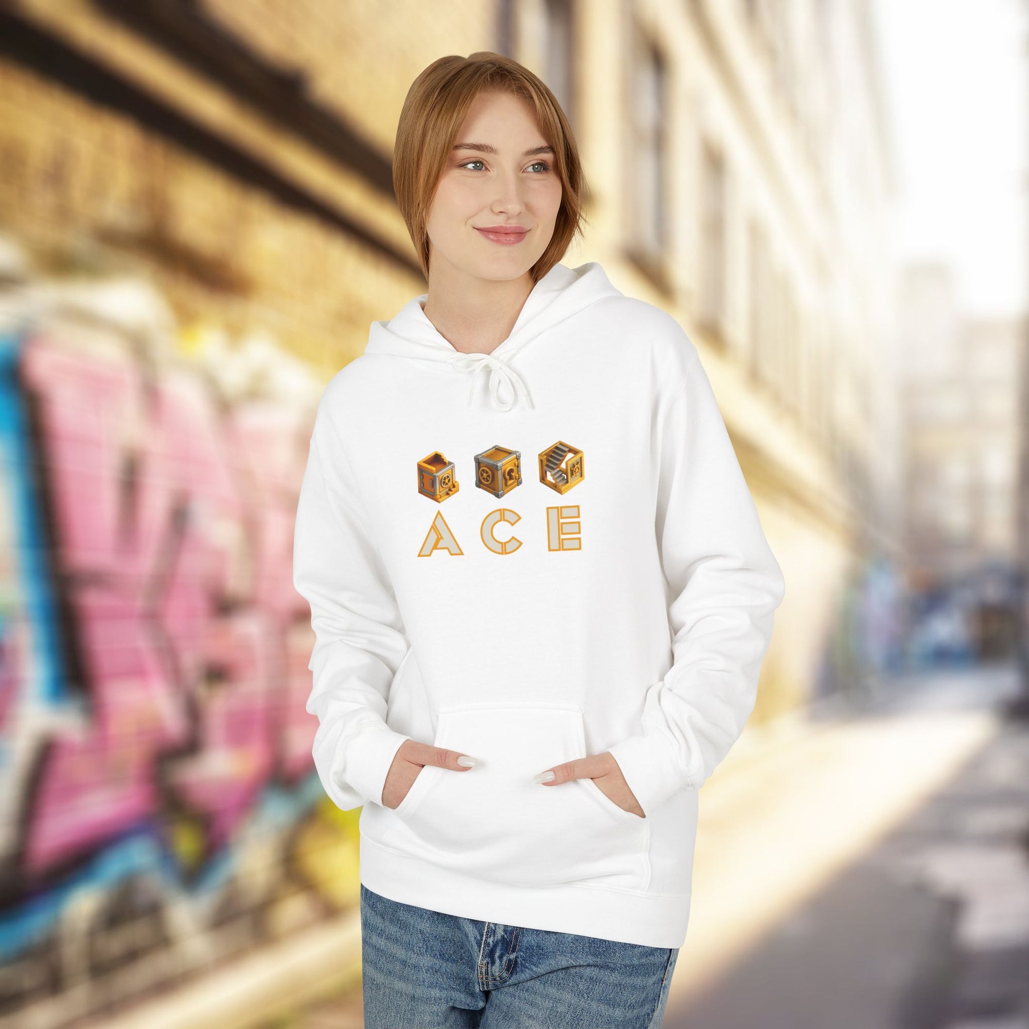 ACE Vault Hoodie – Gaming Puzzle Vault Icon Design, Retro Gamer Graphic Hoodie