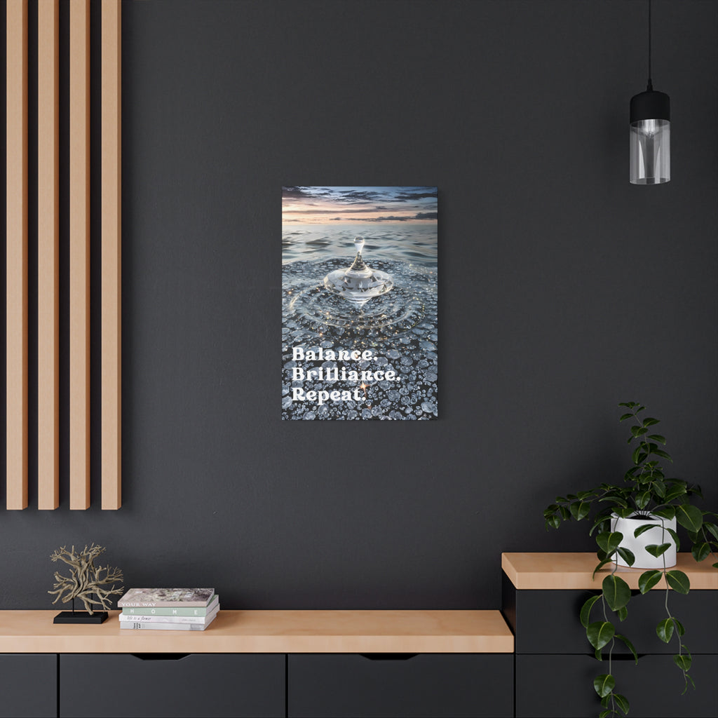 Balance. Brilliance. Repeat. – Crystal Spinning Top Matte Canvas | Modern Motivational Wall Art 20″ x 30″ (Vertical)