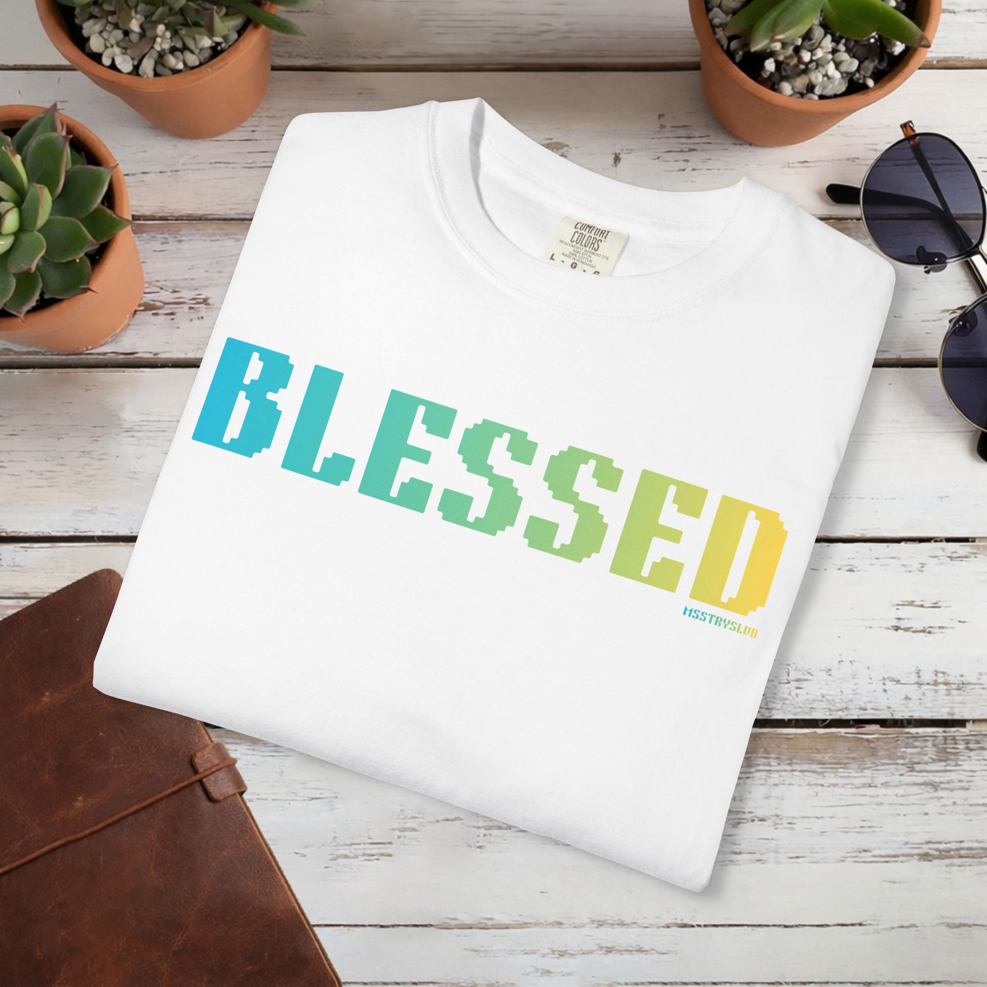 BLESSED Graphic T Shirt Aesthetic Streetwear Tee, Unisex Minimal Typography Shirt, Grateful Pastel Fashion Top