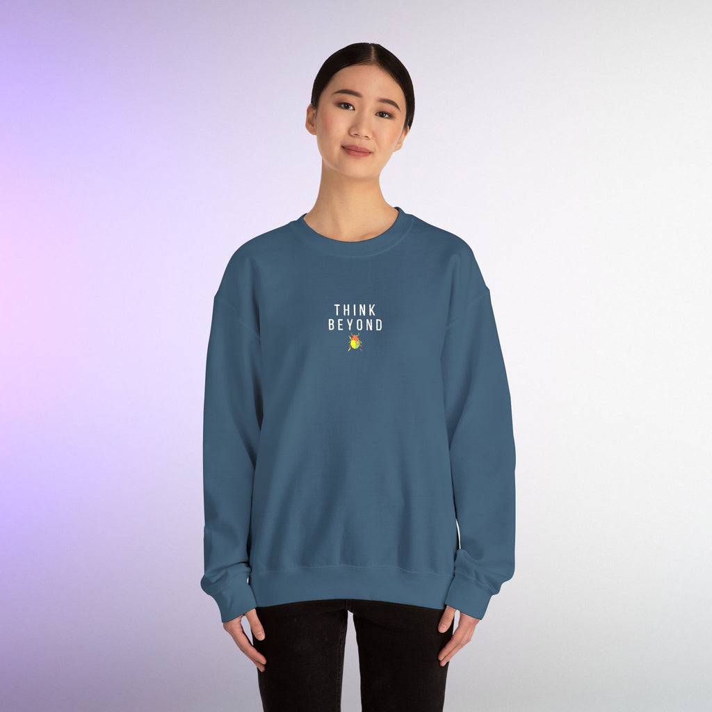 Think Beyond Embroidered Sweatshirt | Minimal Motivational Crewneck, Premium Unisex Embroidery, Thoughtful Streetwear