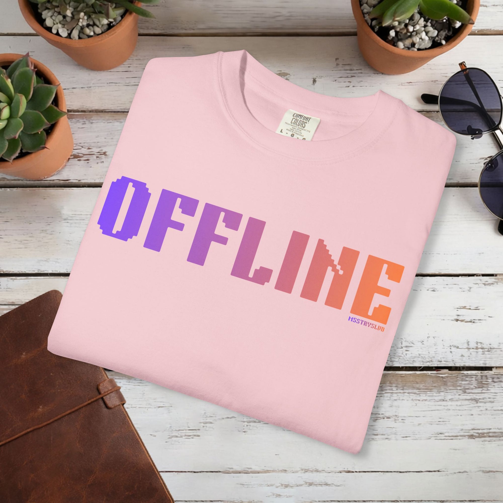 OFFLINE Graphic T Shirt Aesthetic Streetwear Tee, Unisex Minimal Typography Shirt, Travel Pastel Fashion Top