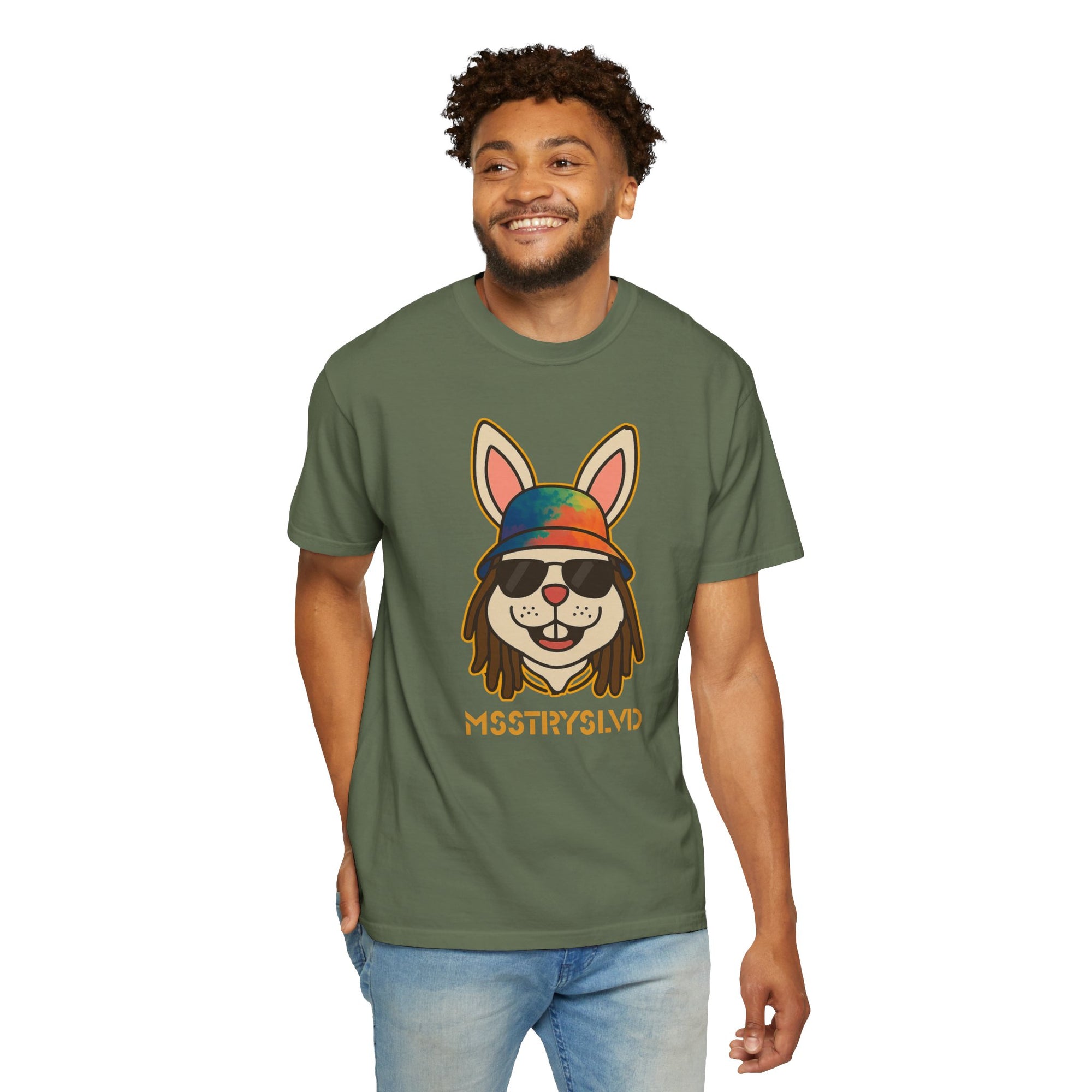 “RABBIT VIBES V1” Graphic T-Shirt – Streetwear Bunny Dark Tee For Men & Women