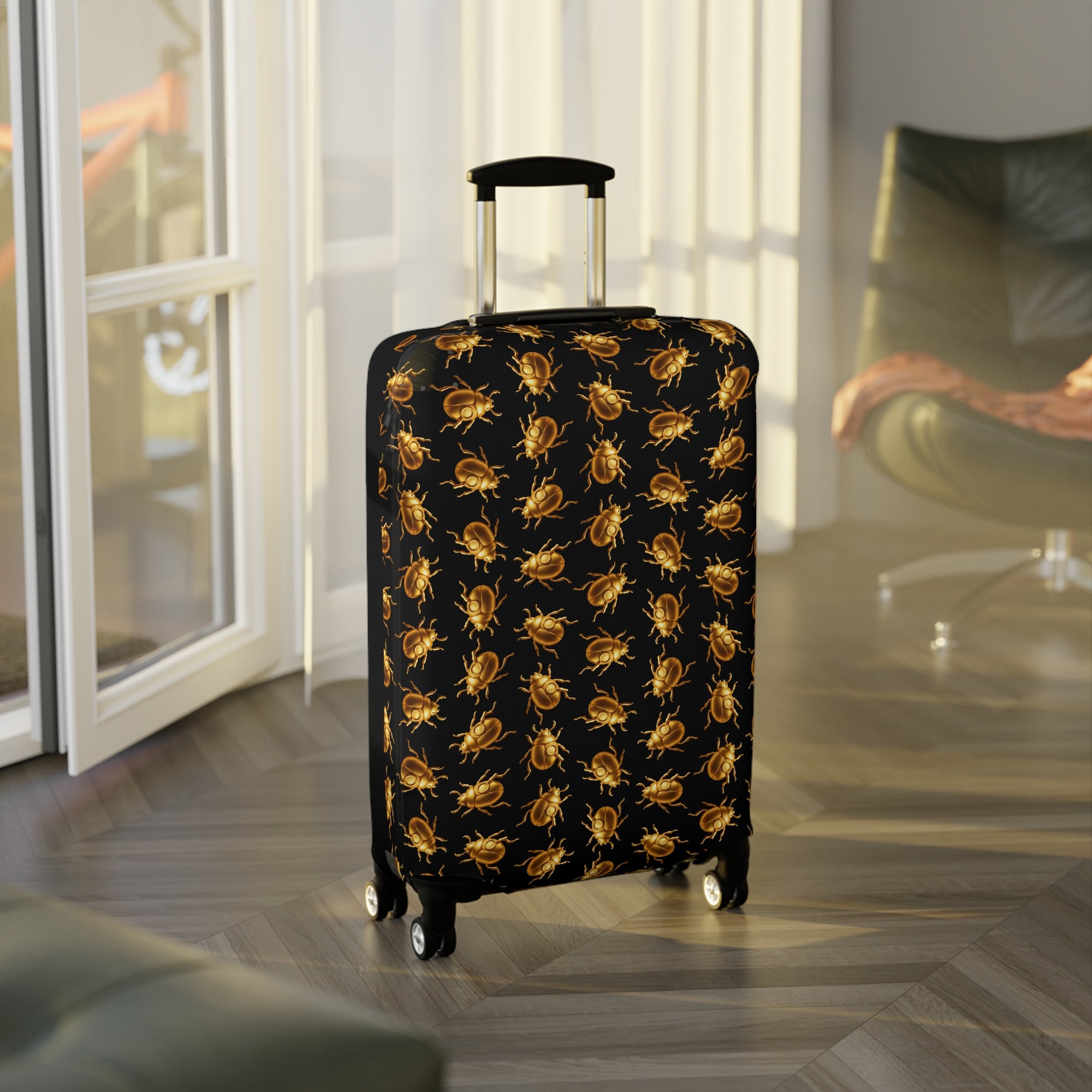 ✈️ "BUGGED AND COVERED" Golden Beetle Luggage Cover