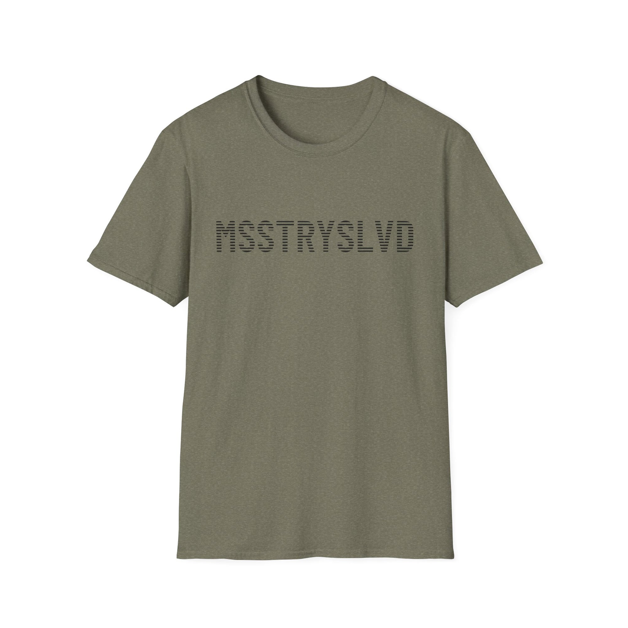 MSSTRYSLVD Word Stripe Graphic T-Shirt – Industrial Font Design Tee, Bold Text Unisex Shirt, Typography Lovers Gift, Minimalist Urban Style