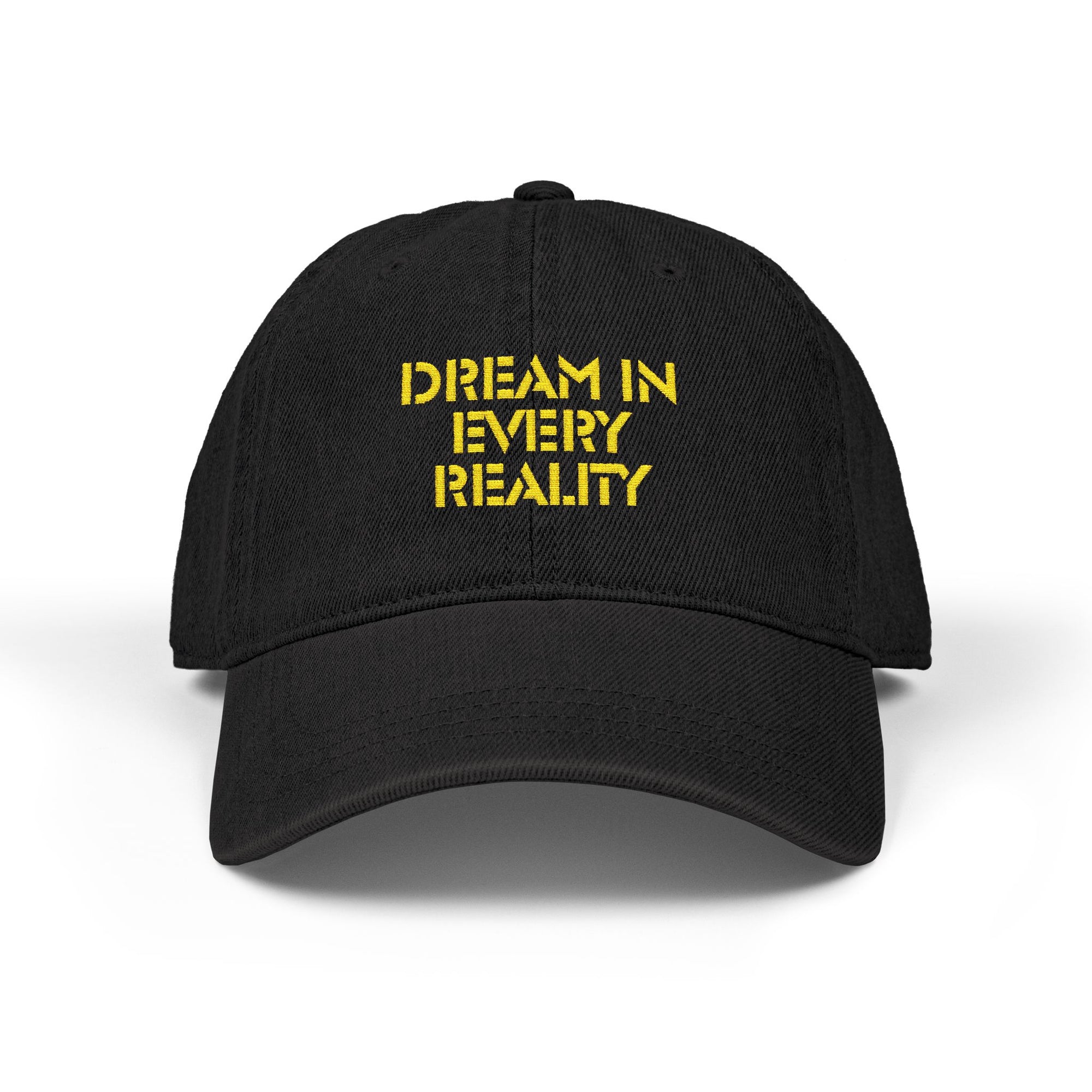 DREAM IN EVERY REALITY Denim Cap with Embroidery – Code Breaker Design, Cool Streetwear Aesthetic Cap