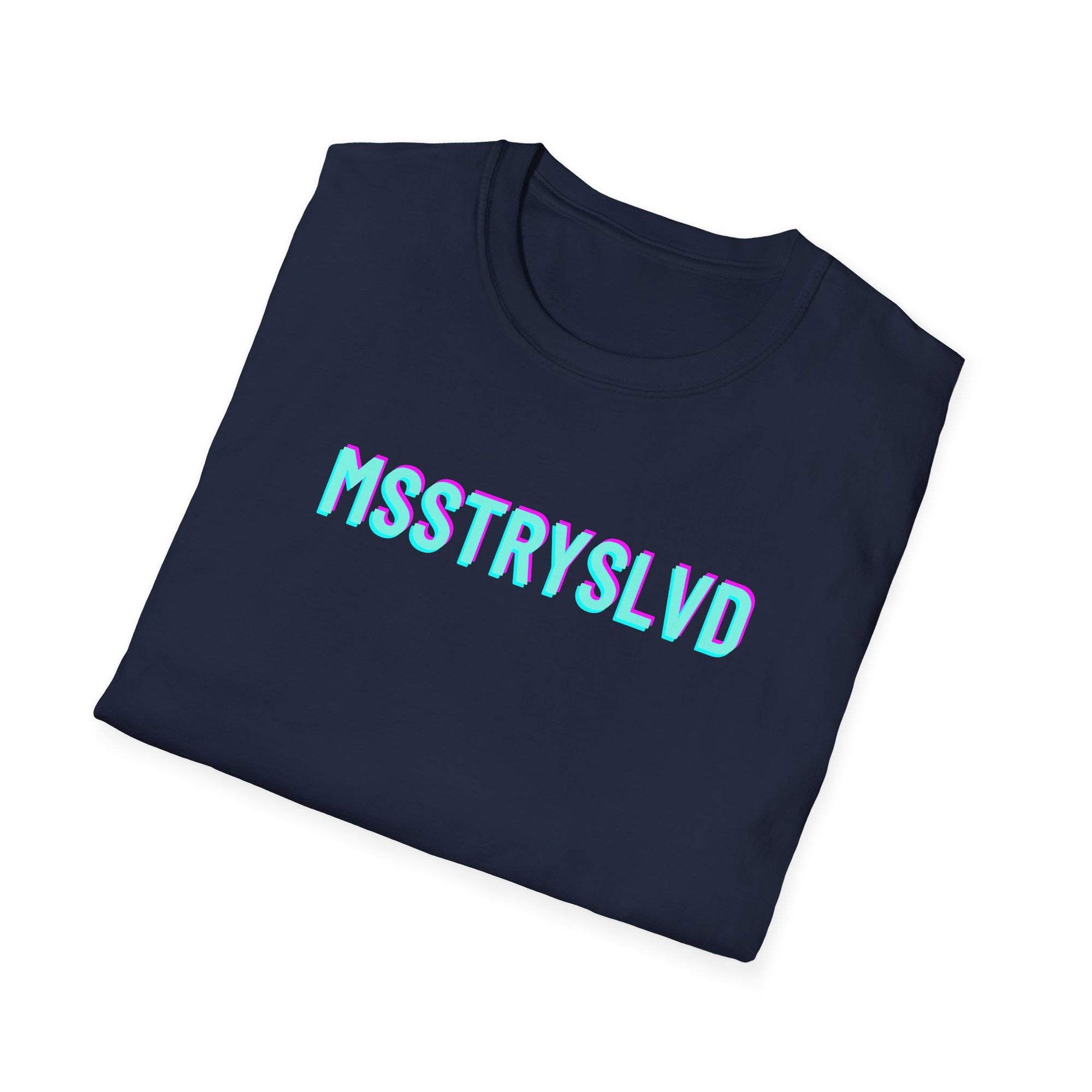 MSSTRYSLVD Neon Glitch Type II T-Shirt – Bold Text Unisex Shirt, Typography Lovers Gift