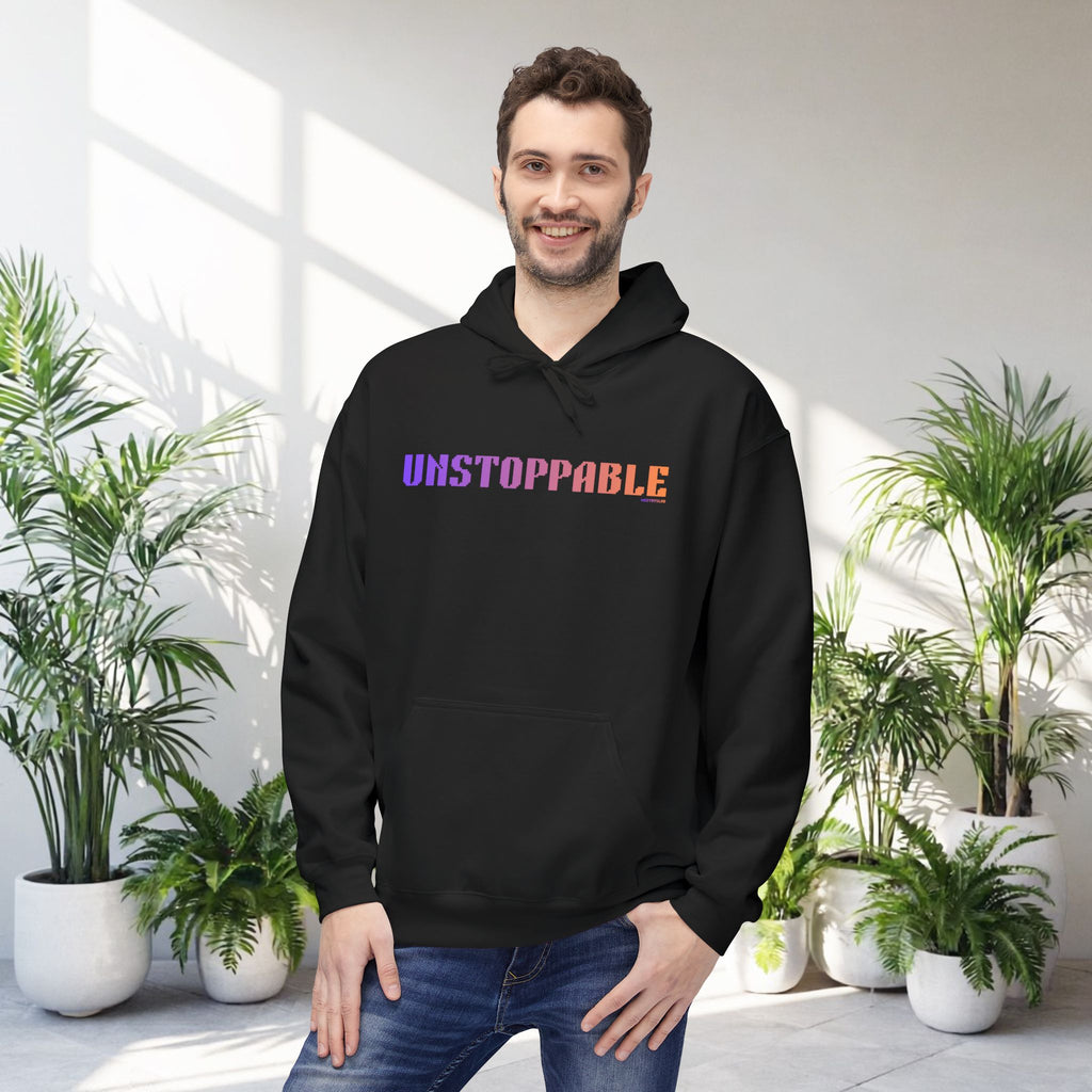 Unstoppable Bold Big Quote Hoodie | Bold Colorful Print Retro Graphic Pullover