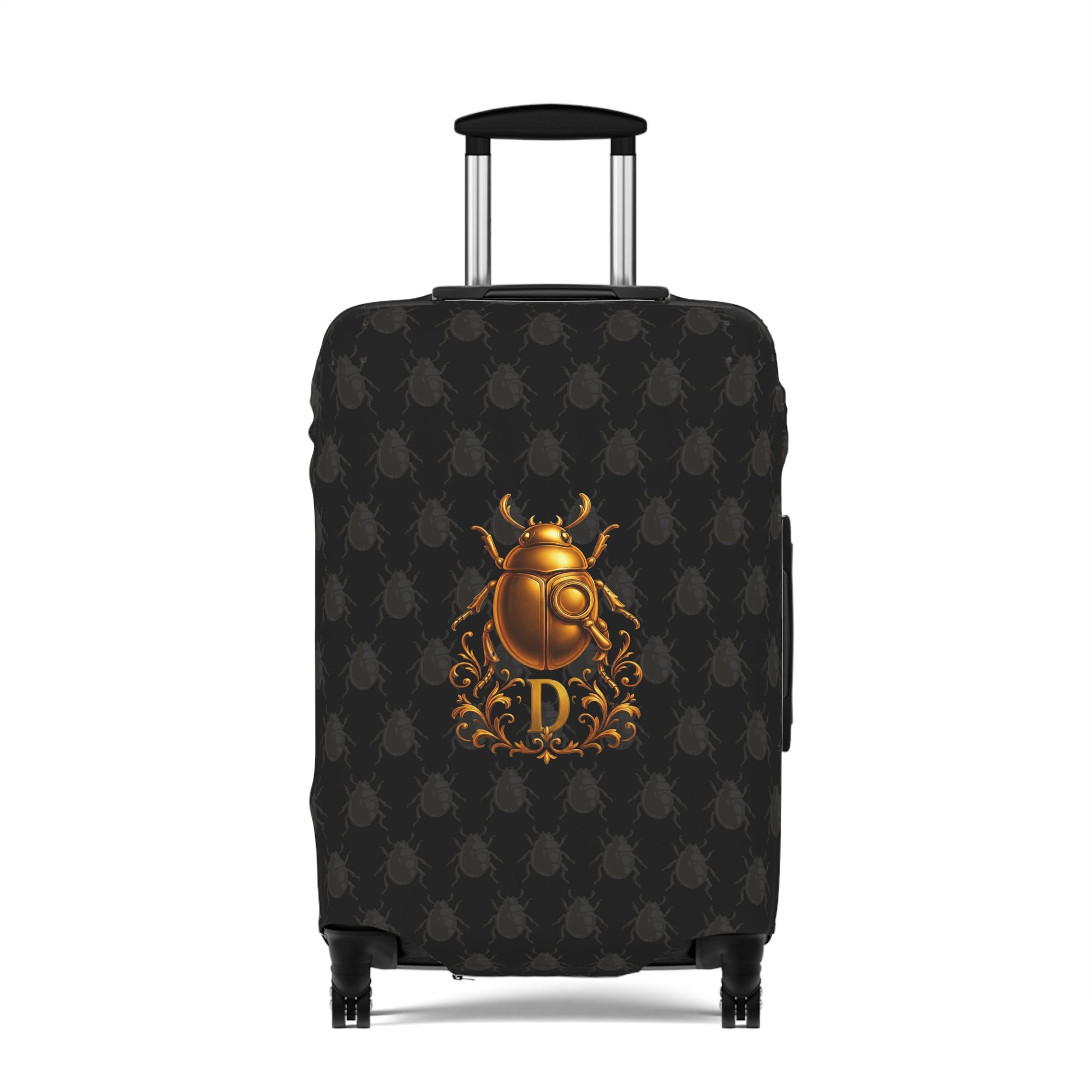 Golden Beetle Initial 'D' Luggage Cover Travel Suitcase Mid-Century Vintage Style