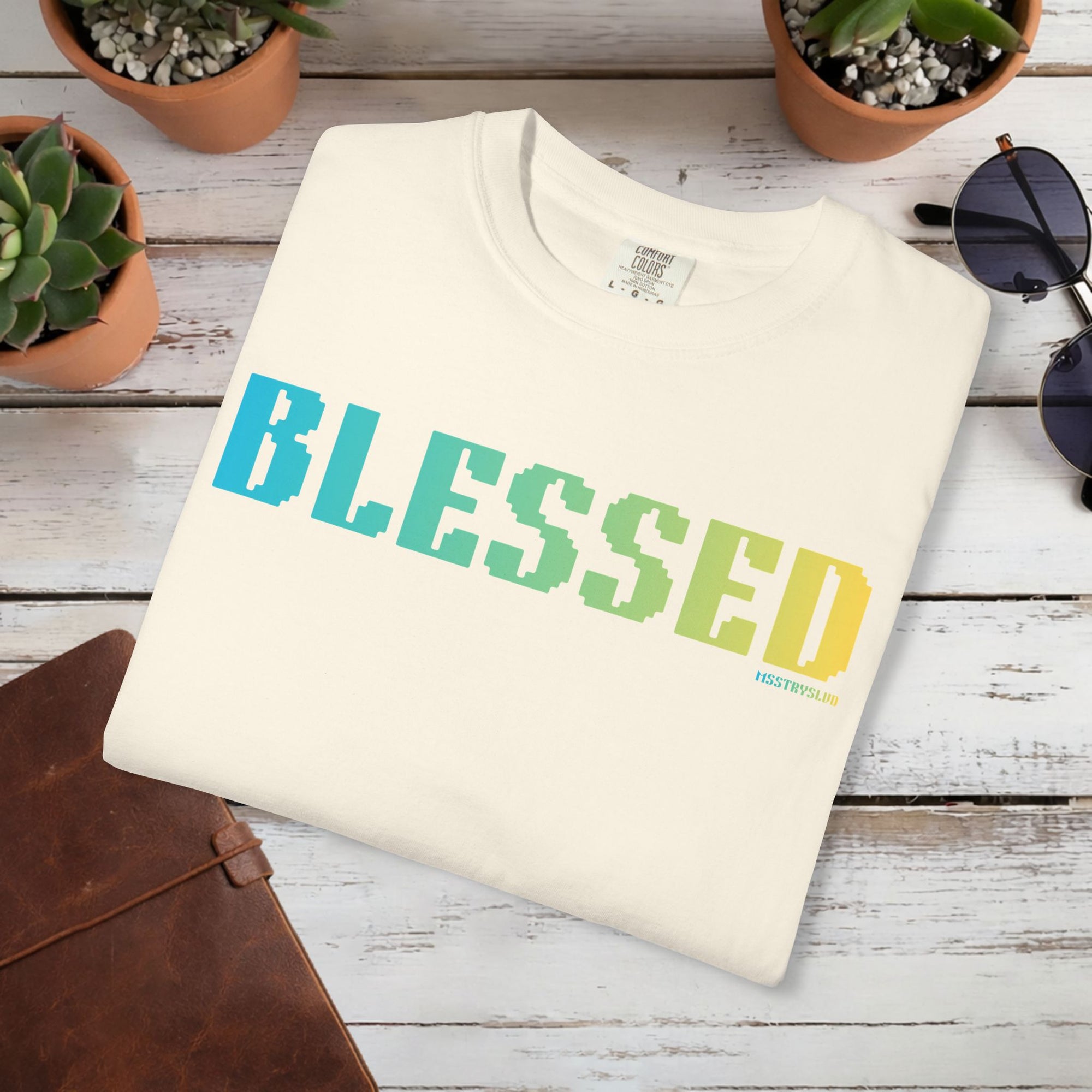 BLESSED Graphic T Shirt Aesthetic Streetwear Tee, Unisex Minimal Typography Shirt, Grateful Pastel Fashion Top