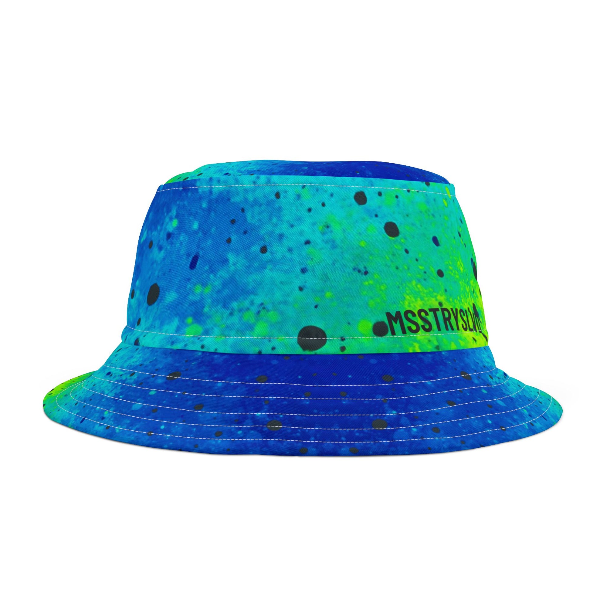 AQUA Color Splash Blue Bucket Hat in Neon Aqua & Teal | Cool Reversible Hat for Summer Festival | Streetwear