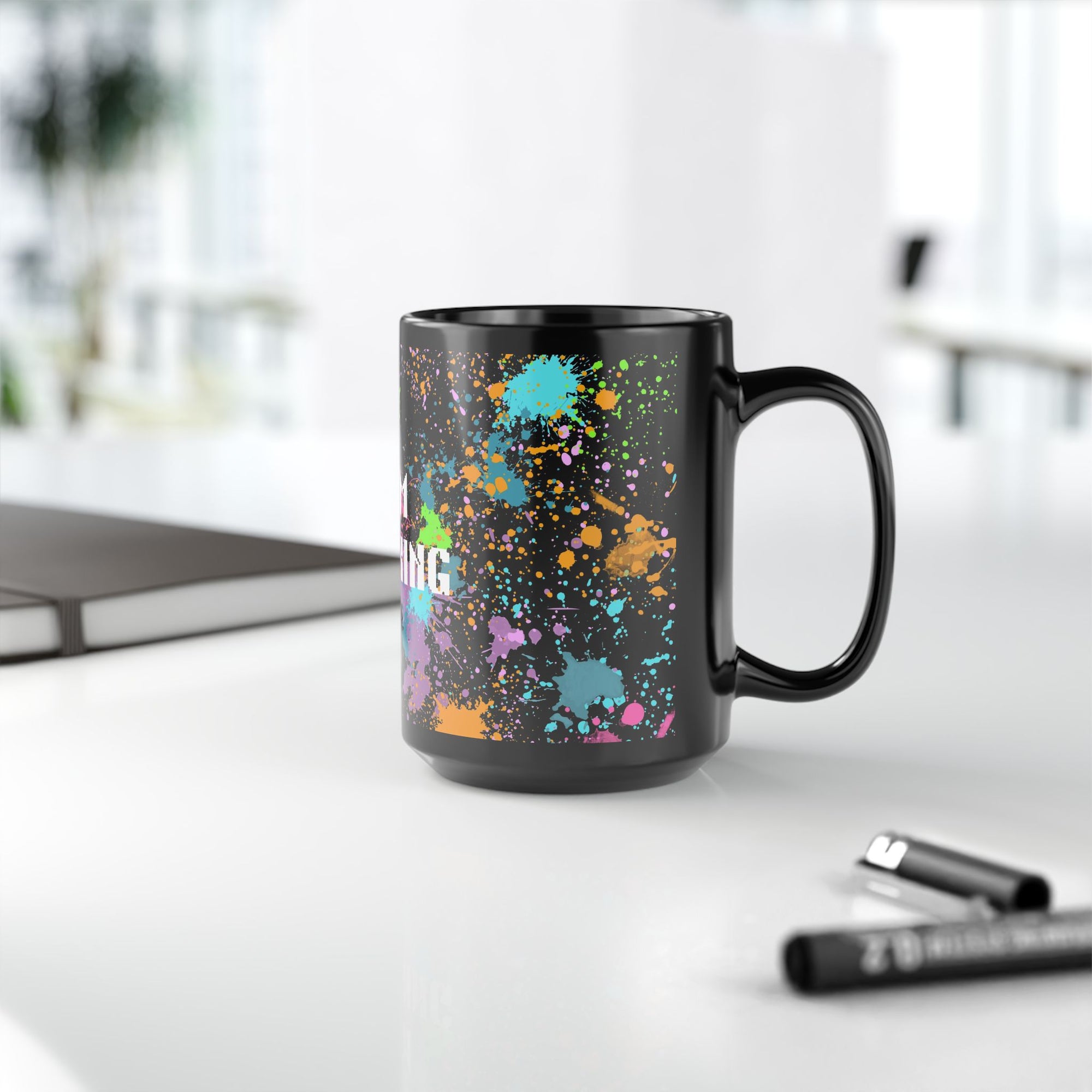 I Am Thinking Black Mug Color Splash Funny Coffee Cup Gift Office Friends