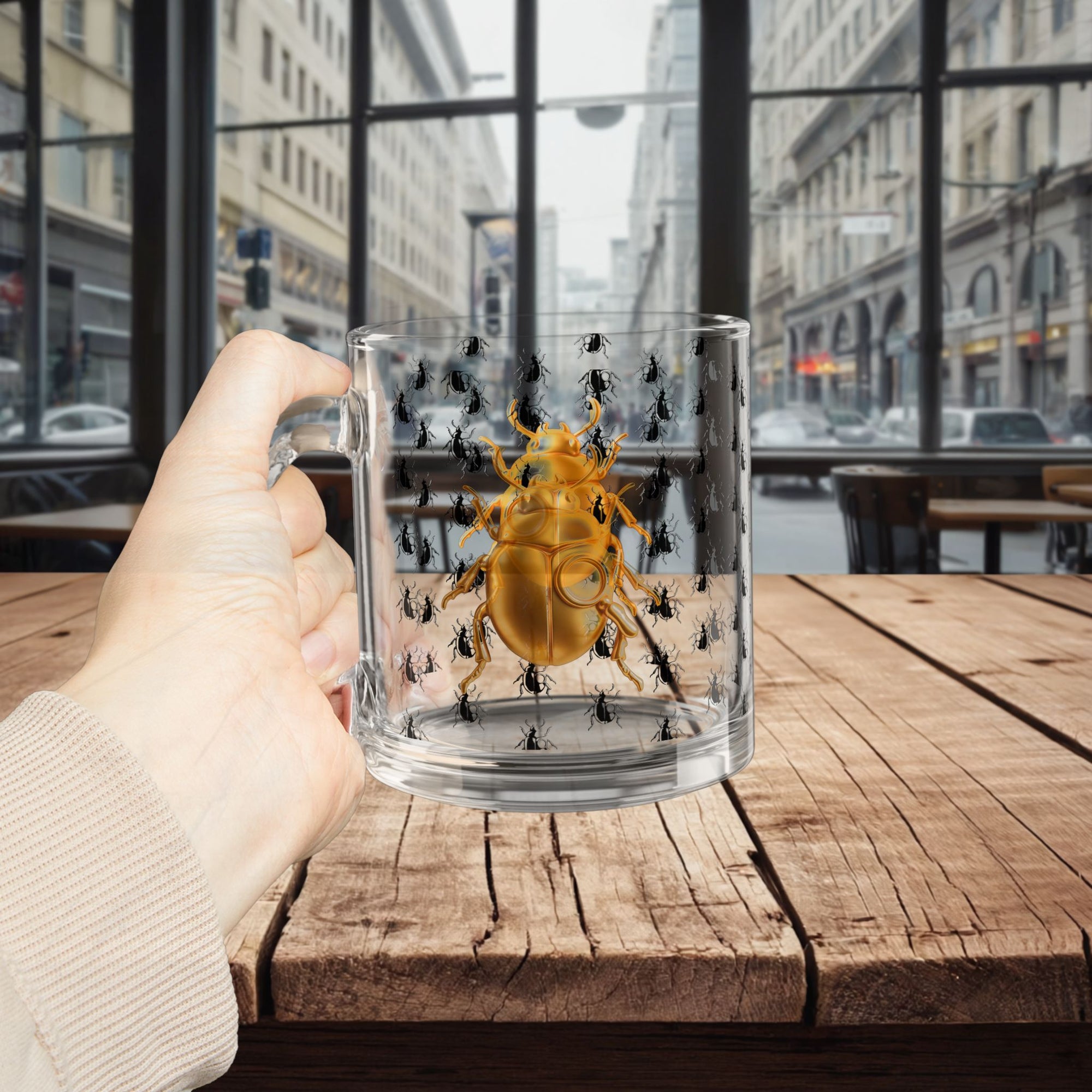 "CREEPY COOL BUG MUG" Glass Mug, 10oz