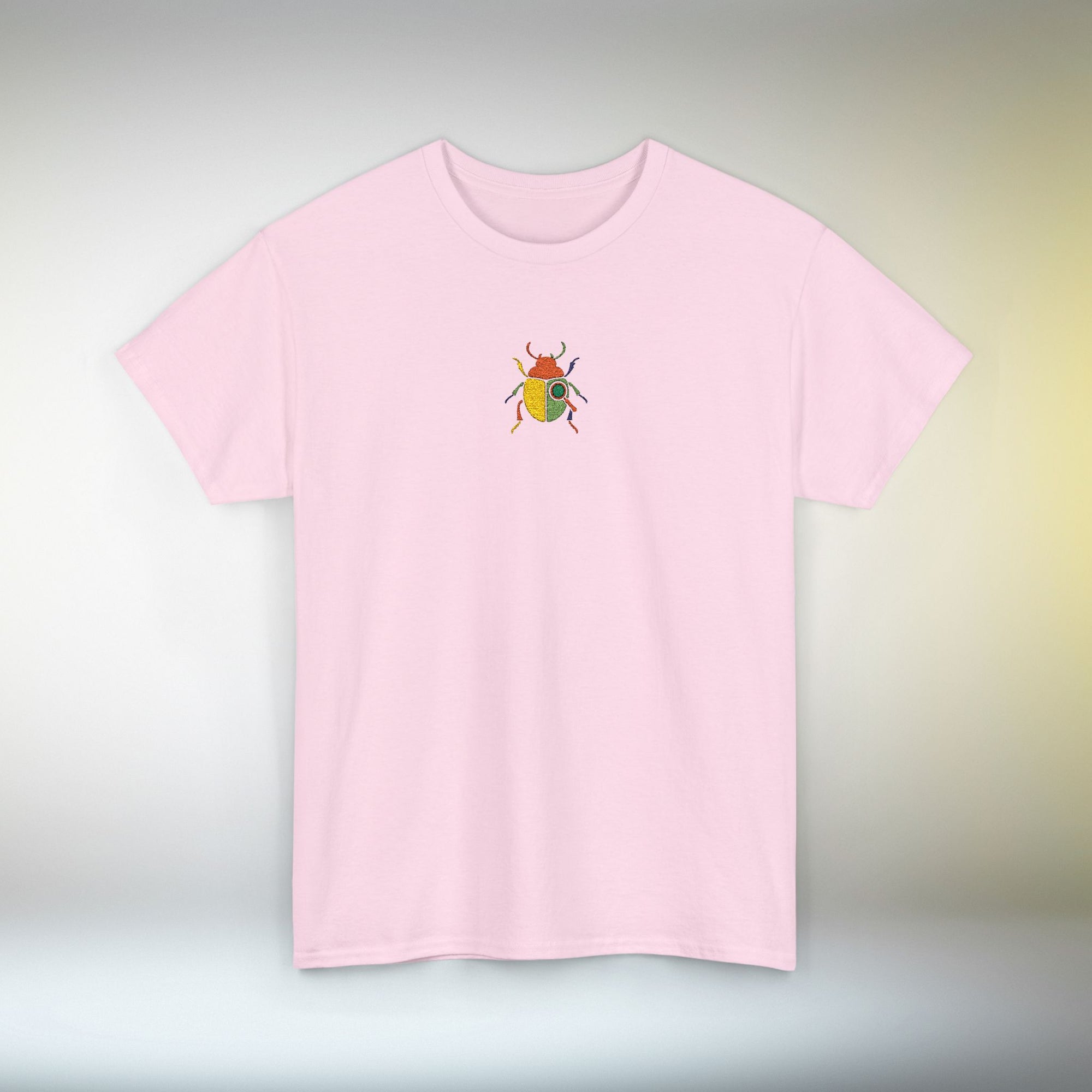 Embroidered Minimal Beetle T-Shirt | Unisex Tee Small Chest Color Block Embroidery | Aesthetic Insect Graphic Shirt