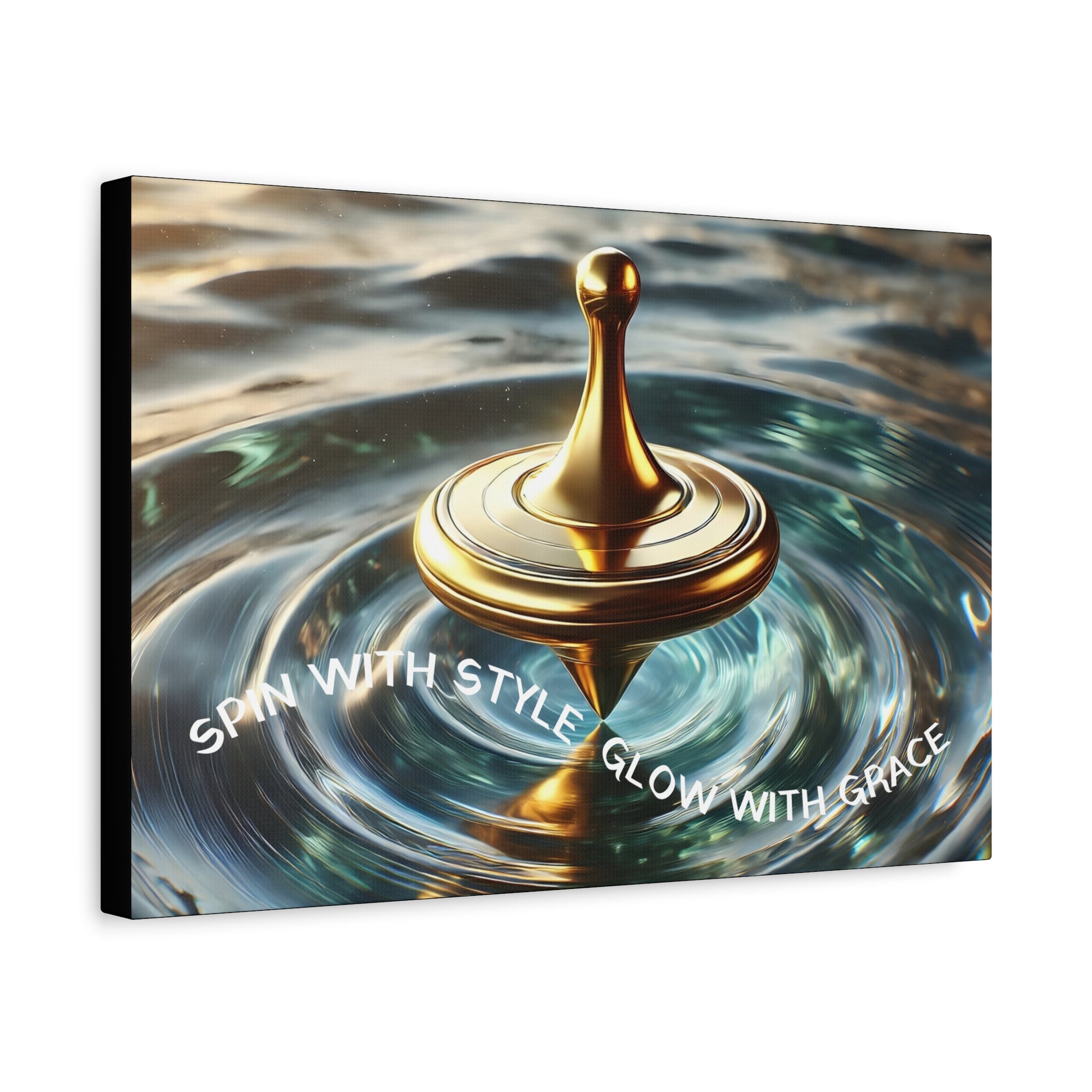 Spin with Style – Golden Spinning Top Matte Canvas | Glow with Grace Inspirational Wall Art