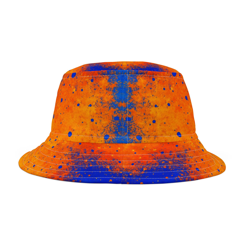 SUNSET Color Splash Bucket Hat in Neon Yellow Orange Blue | Reversible Festival Hat | Vibrant Paint Splatter Design Streetwear