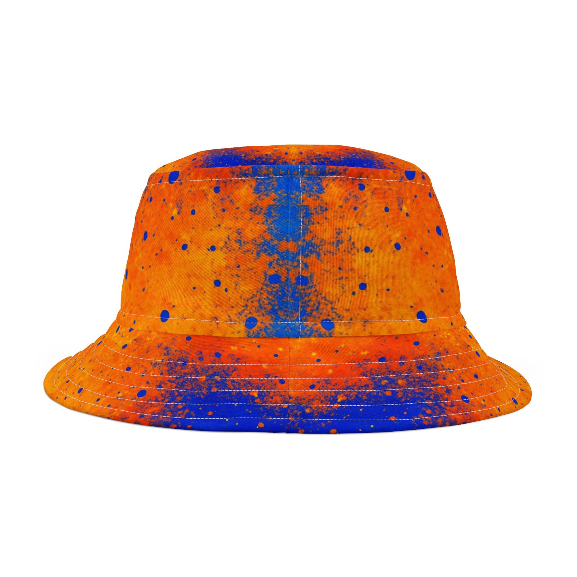 SUNSET Color Splash Bucket Hat in Neon Yellow Orange Blue | Reversible Festival Hat | Vibrant Paint Splatter Design Streetwear