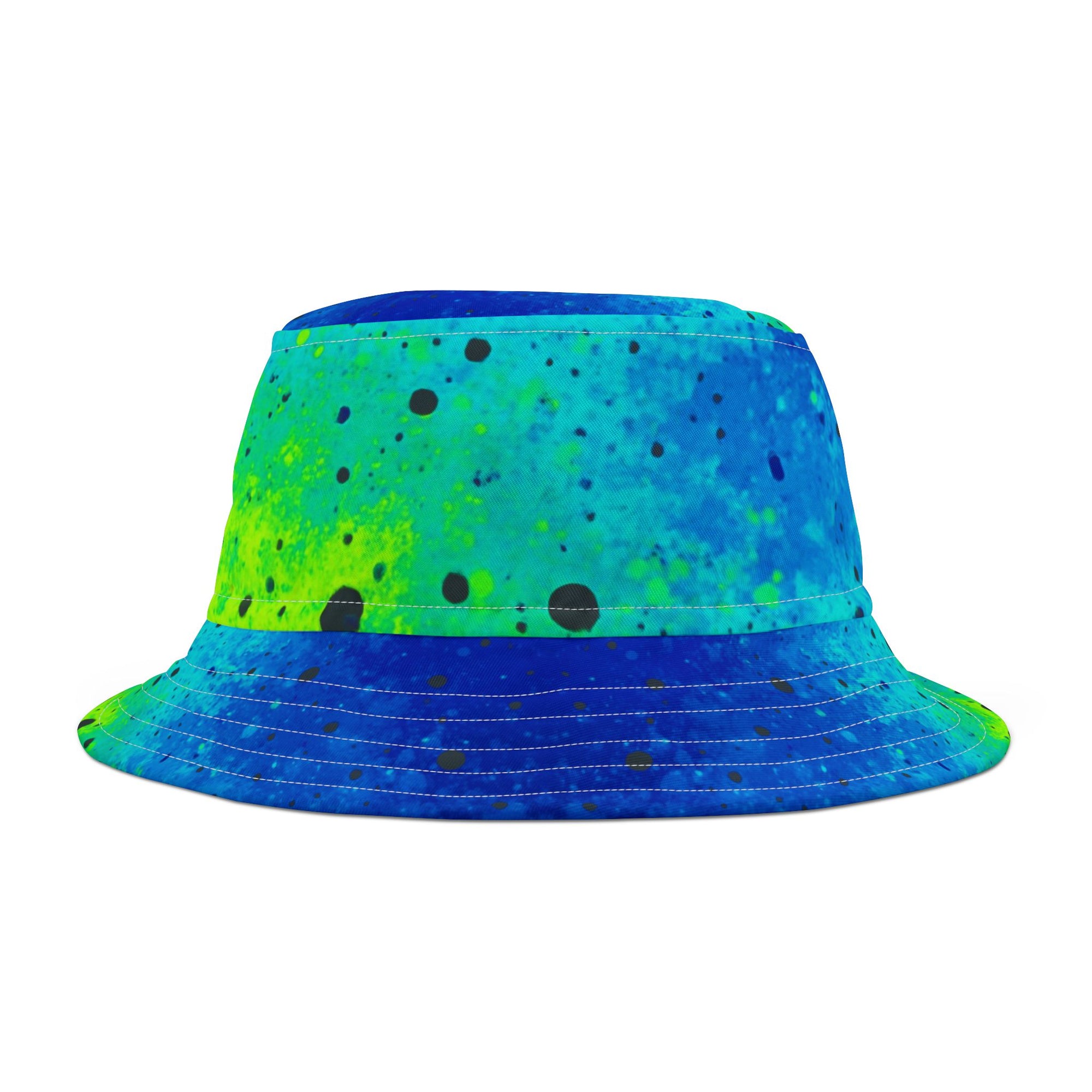 AQUA Color Splash Blue Bucket Hat in Neon Aqua & Teal | Cool Reversible Hat for Summer Festival | Streetwear