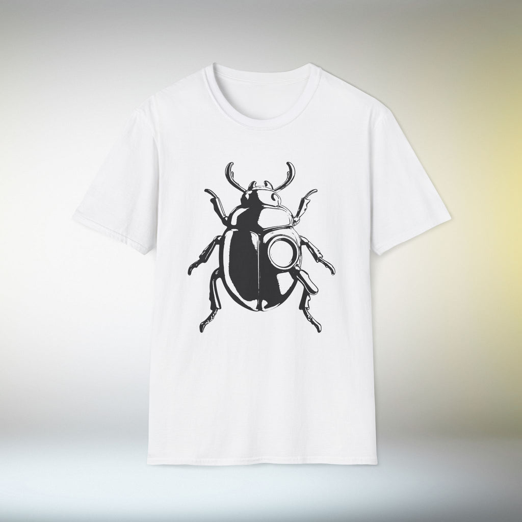 Beetle Graphic T-Shirt – Minimalist Insect Shirt, Nature-Inspired Unisex Tee, Entomology Gift, Aesthetic Bug Design, Unisex Softstyle T-Shirt