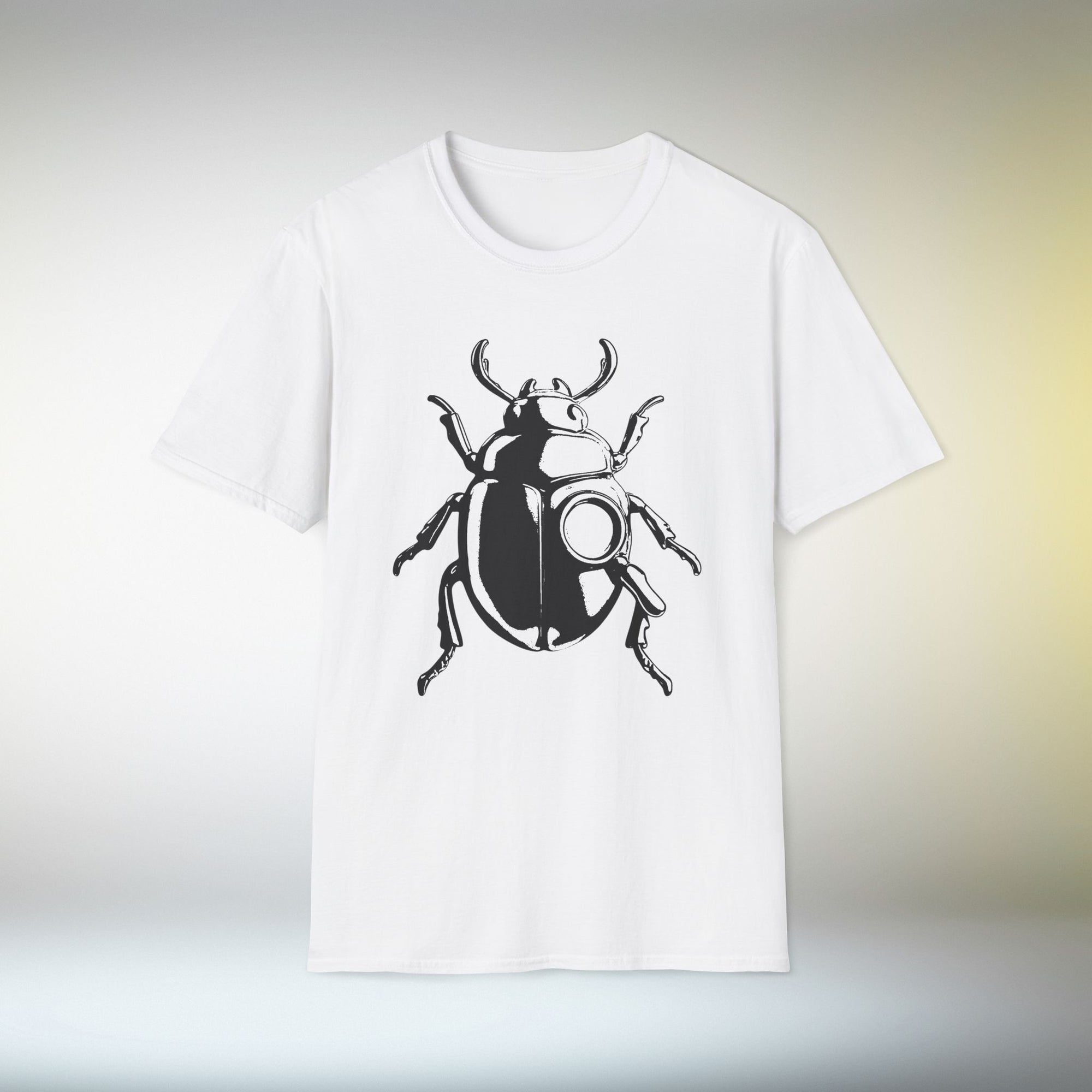 Beetle Graphic T-Shirt – Minimalist Insect Shirt, Nature-Inspired Unisex Tee, Entomology Gift, Aesthetic Bug Design, Unisex Softstyle T-Shirt