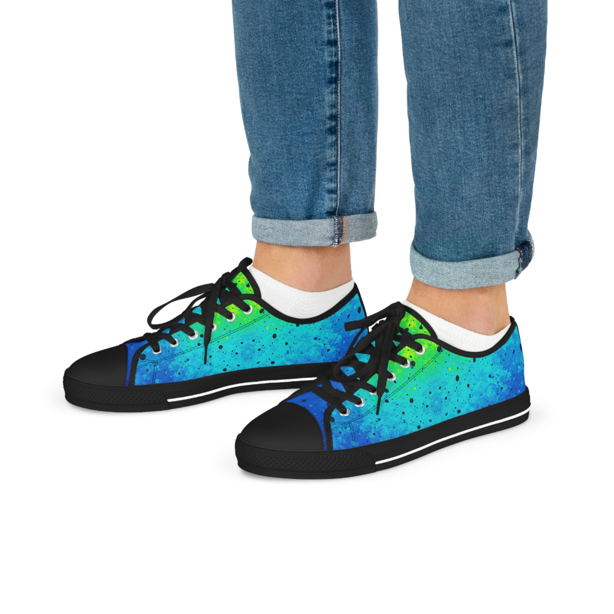 “AQUA V1” Unisex Low Top Sneakers – Color Gradient Graffiti Streetwear Edition, Men & Women